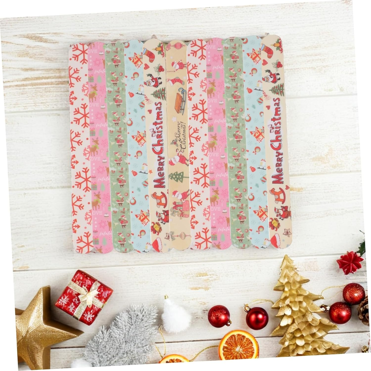 Baluue 24Pcs Christmas Themed Nail Files Eva Nail Polish Tools for Manicure and Pedicure Easy to Use for Natural and Artificial for Holiday image number 1