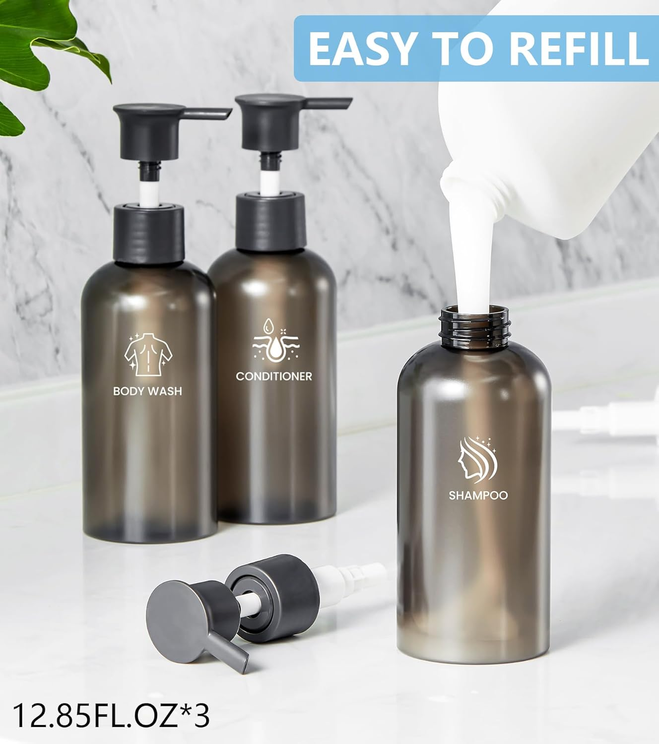 Shampoo Dispense for Shower, Shower Soap Dispenser Wall Mounted, Shower Dispenser 3 Chamber No Drill, Shampoo and Conditioner Dispenser for Bathroom Hotel, Shower Shampoo Dispenser 3 Chamber, Black - White image number 4