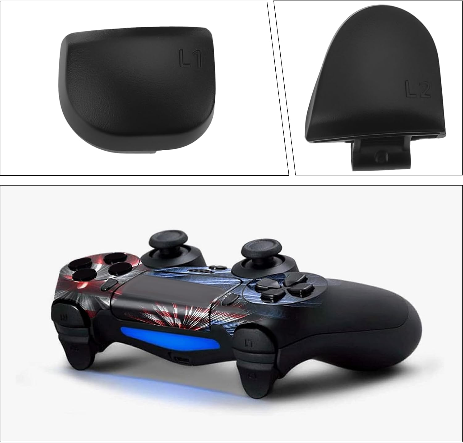 1 Set of L1 R1 L2 R2 Trigger Buttons and Springs Compatible with Playstation 5 Controller V3 (3.0) BDM-030 Black