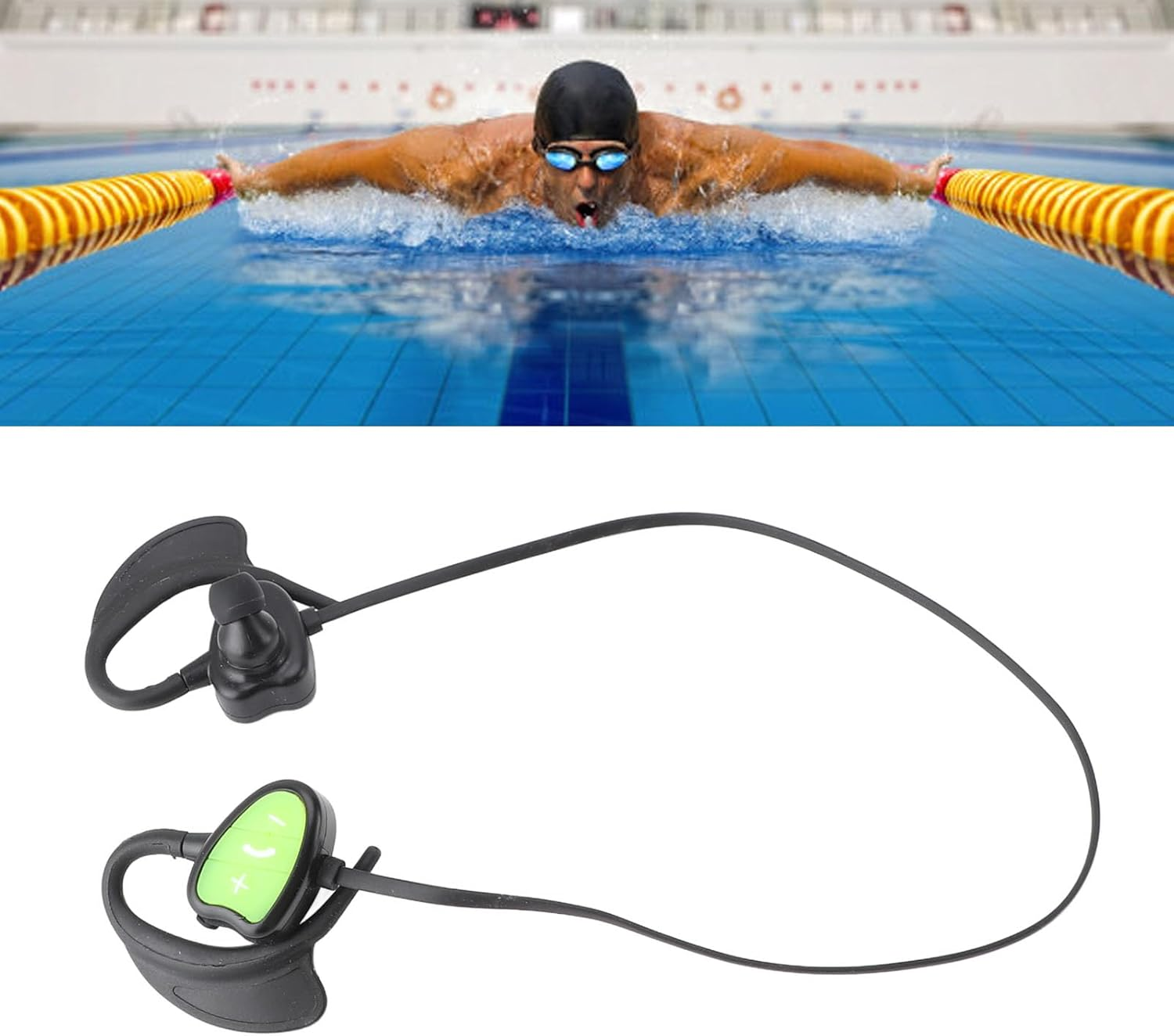 Sxhlseller Swimming Headphones - IPX8 Headphones for Swimming, Bluetooth Sports Headphones with Noise Reduction & Intelligent Voice Prompt for Swimming, Running, Cycling (Green) - Green image number 5
