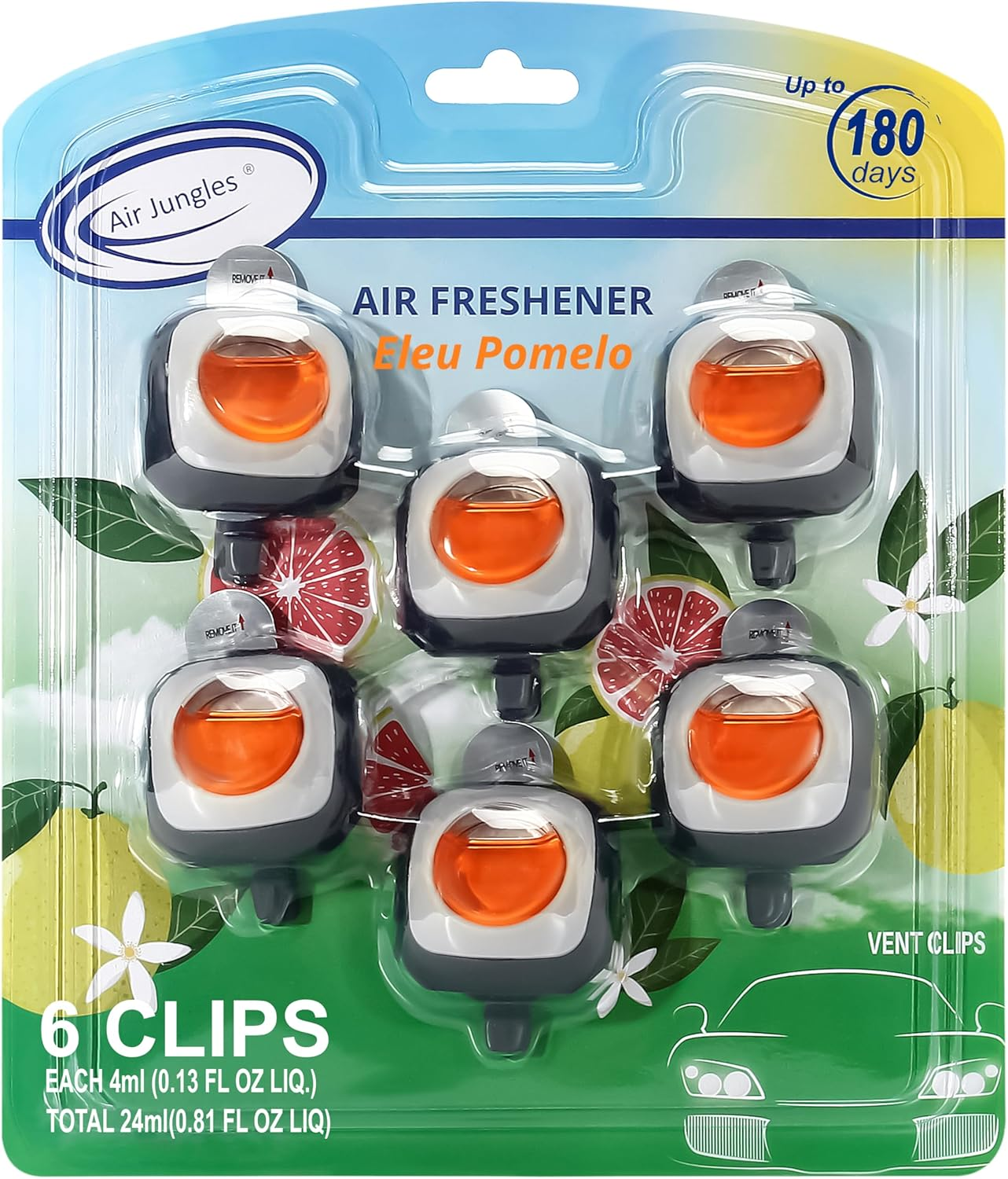 New Car Scent Car Air Freshener Clip(Blue Sky), 6 Car Freshener Vent Clips, 4Ml Each, Long Lasting Air Freshener for Car, up to 180 Days Car Refresher Odor Eliminator