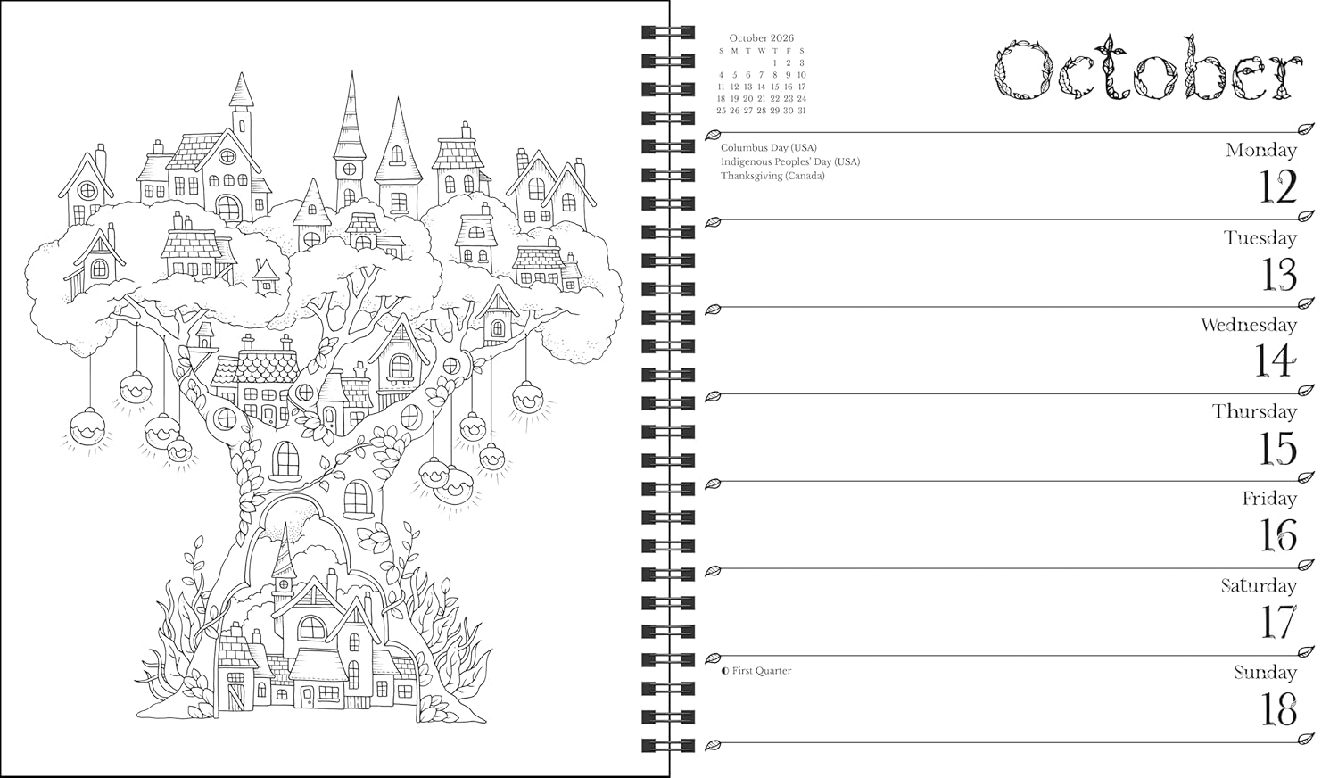 Johanna Basford 12-Month 2026 Weekly Coloring Calendar image number 6