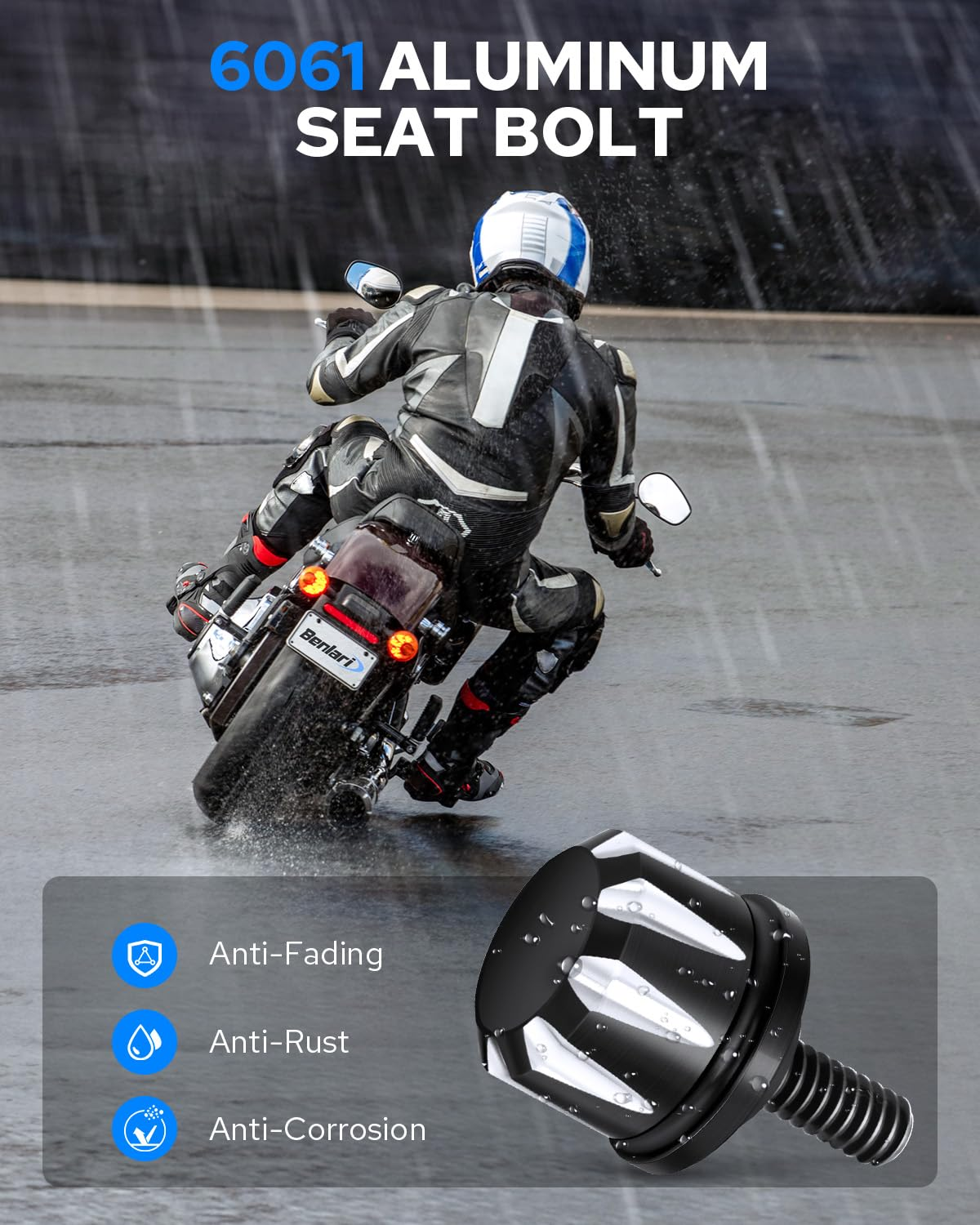 Benlari Black Seat Bolts Fender Mount Screw Compatible for Harley Davidson Touring Sportster Touring Road King Electra Street Glide 1996-2022 image number 3