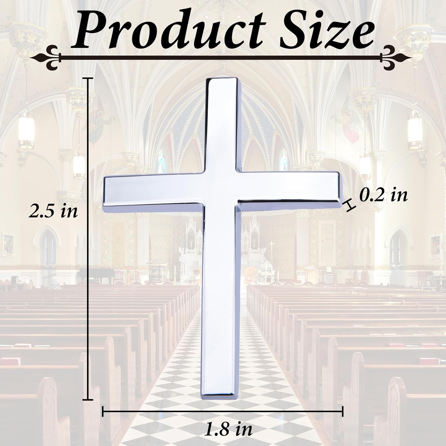 Metal Cross Decals for Cars, 2.5"&times;1.8" Christian Car Emblem Badge Decals, 3D Self Adhesive Cross Stickers Car Accessories, Jesus Stickers for Cars Body Fender Tail (Silver)