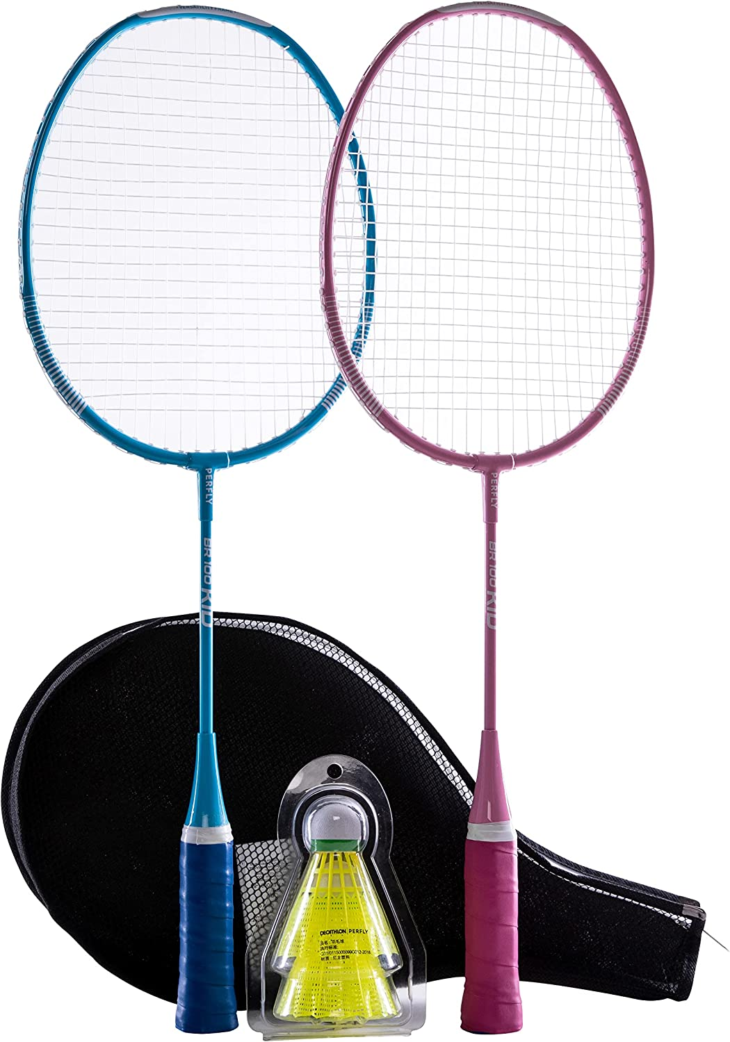 Decathlon - PERFLY - BR 100 Starter Kid Badminton Racquet Set, Blue Pink image number 2