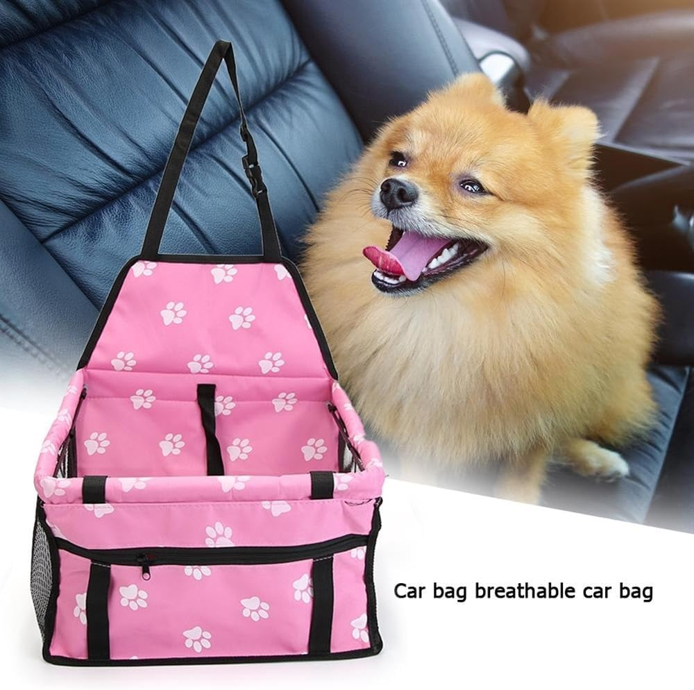 Dog Car Seat Cover Breathable Mesh Pet Cat and Dog Car Seat Puppy Dog Basket Safe Carry Travel Bag Dog Hammock(Size:2) image number 5