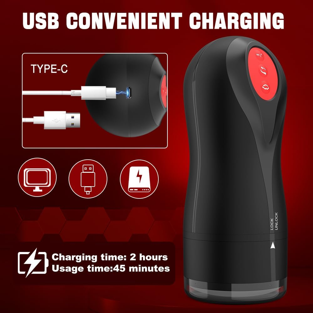 Hephix Sucking Masturbator Cock Delay Trainer for Men &ndash; New Automatic Masturbators Cup with 10 Vibration Modes & 5 Twisting Sucking & 3 Rotating Sucking, Penis Pump Stroker Cock Trainer for Men 1 More Lubricating Oil image number 2