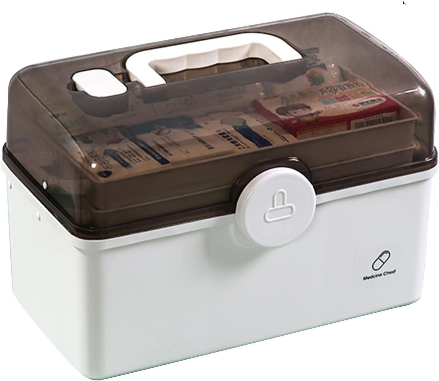 XICEN 3 Layers Foldable Large First Aid Box - Home & Work Medicine Storage Box with Lock, Portable First Aid Kit (Without Medicine) (#2-Large)