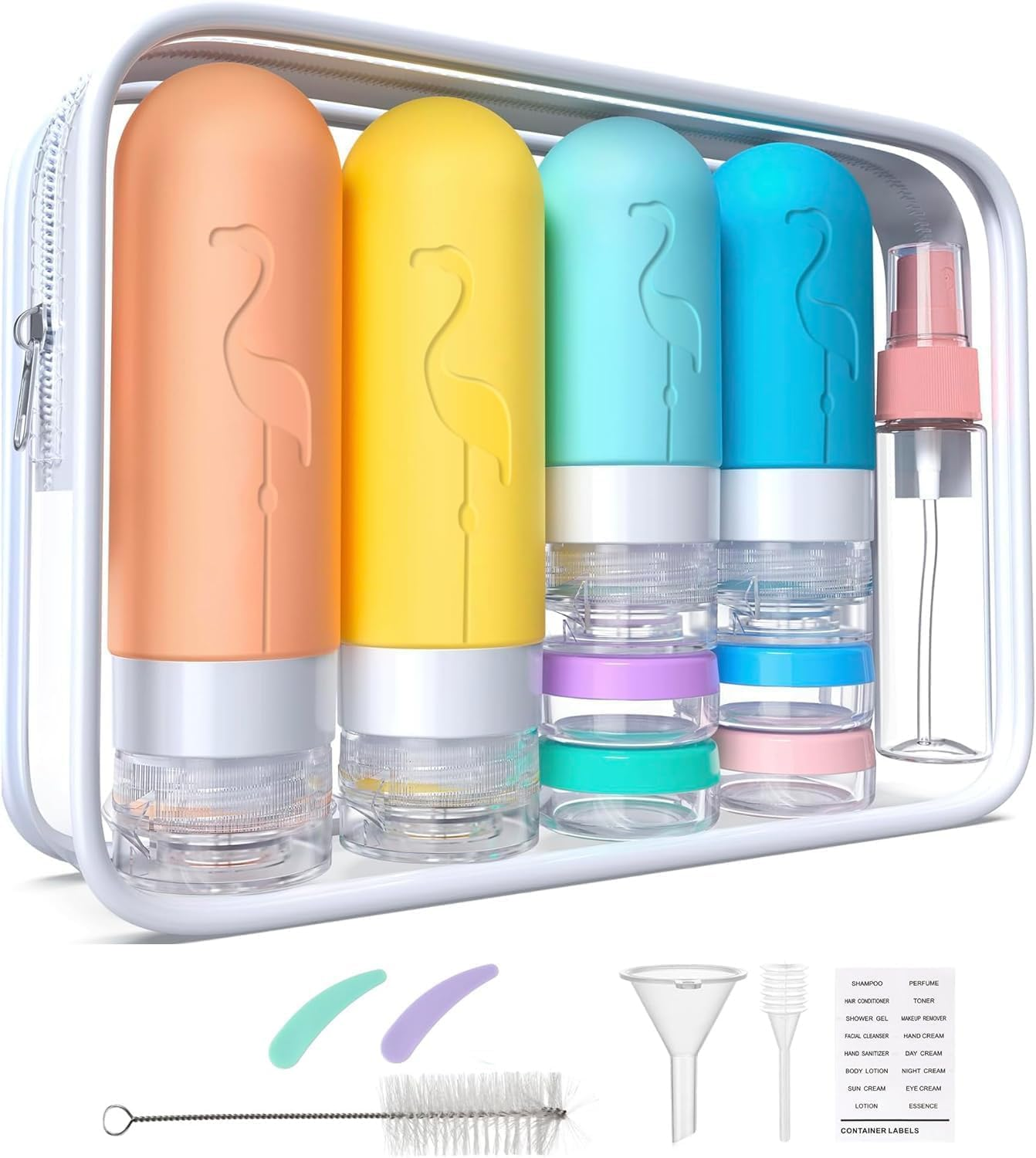 Mumoo Bear 17 Pack Travel Bottles for Toiletries, TSA Approved 90Ml Travel Size Containers, BPA Free Leak Proof Squeezable Silicone Tubes for Shampoo Conditioner Lotion Soap with Labels image number 3