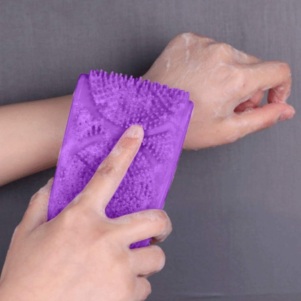 Silicone Back Scrub, Bath Shower Body Brush Double Side Exfoliating Belt, Body Wash Body Scrubber Belt Dead Skin Remover Tool for Men Women (Purple) image number 1