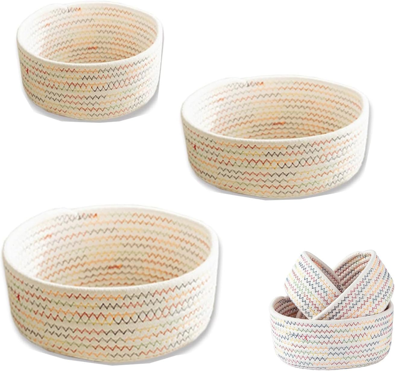 3Pcs Storage Baskets, Wicker Basket,Wicker Storage Basket,Storage Basket Set with Removable Liner for Organizing Shelf, Woven Baskets, Decorative Baskets, Rectangular Baskets