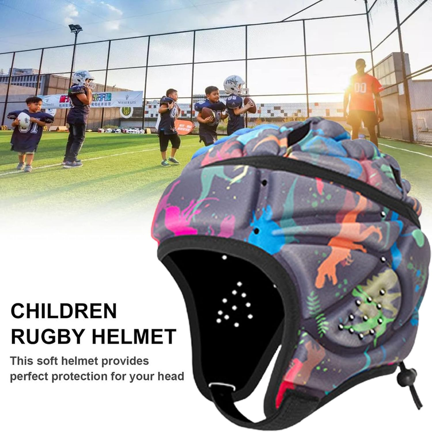 Flygragon Rugby Helmet, Adjustable 7V7 Flag Football Helmets for Kids Youth, Soft Padding Scrum Cap, Breathable Headgear for Sports, Brazilian Jiu-Jitsu, Special Needs image number 6