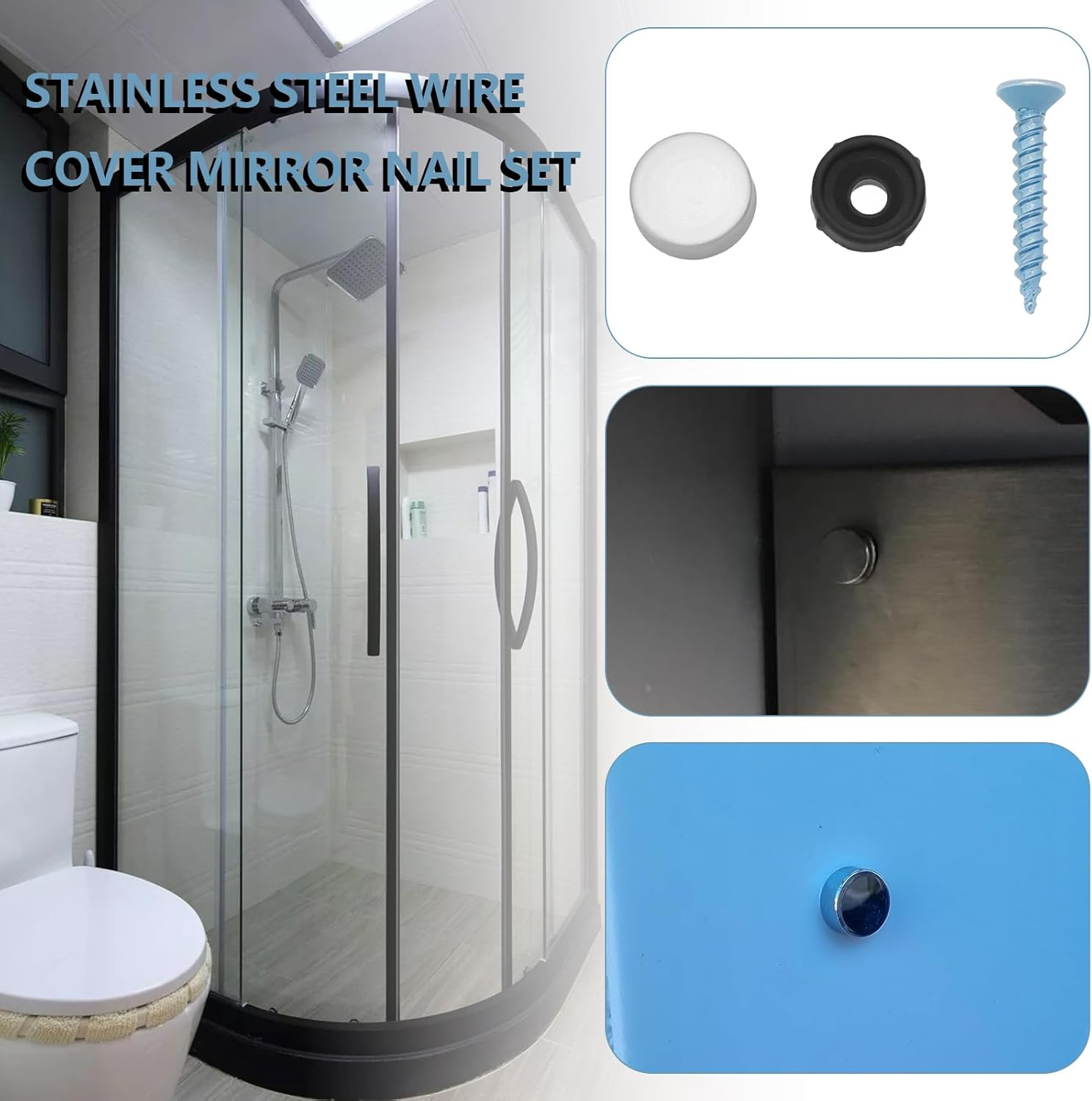 SG Store 80 Sets Mirror Screws 12Mm Stainless Steel Cap Cover Nails for Mirrors Coffee Tables Wardrobes Glass Furniture Glass Signs