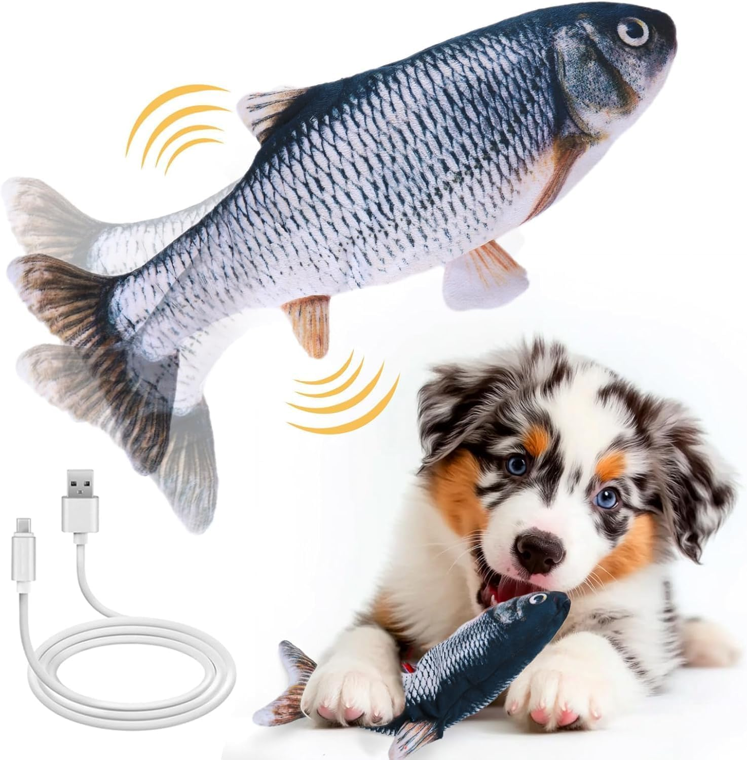 Upgraded Cat Toys Flopping Fish, Flopping Fish Dog Exercise Toy, Interactive Cat Toy for Small Dog image number 2