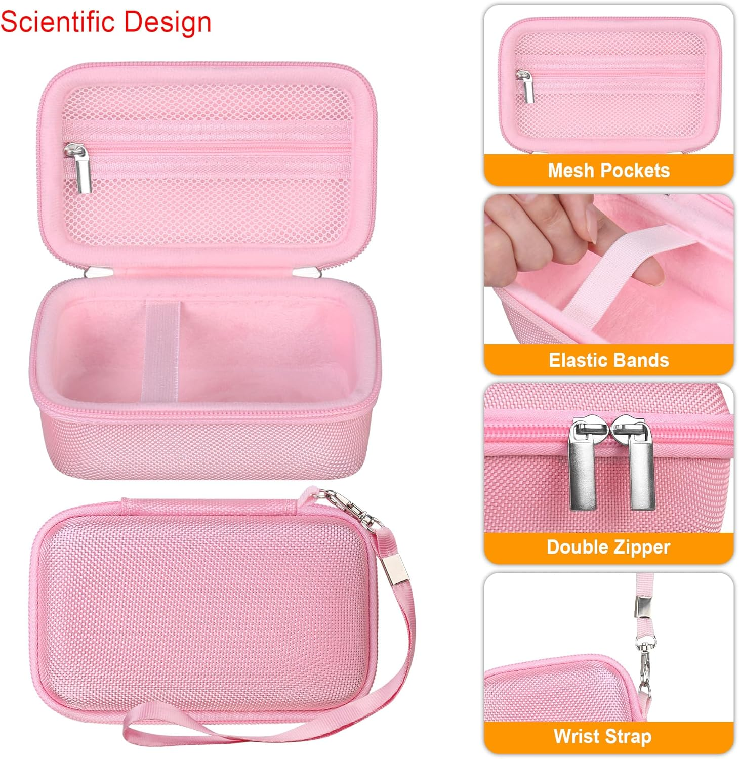 Elonbo Carrying Case for Panasonic Lumix DC-TZ99/ZS99/ LX10/ ZS60/ ZS70/ ZS80/ ZS200/ ZS100 4K Digital Camera, Vlogging Camera Travel Bag Storage Cover, Mesh Pocket Fits Battery Charger. Pink - Blue image number 3