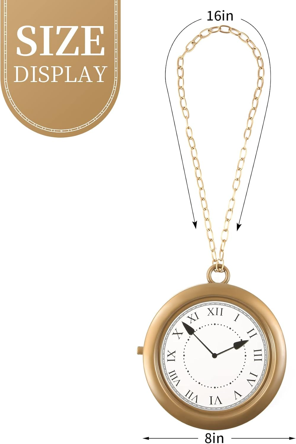 1 Piece Clock Necklace White Rabbit Clock Jumbo Flavor Hip Hop Rapper Clock Necklaces for Halloween White Rabbit Costume Accessories Party Supplies image number 3