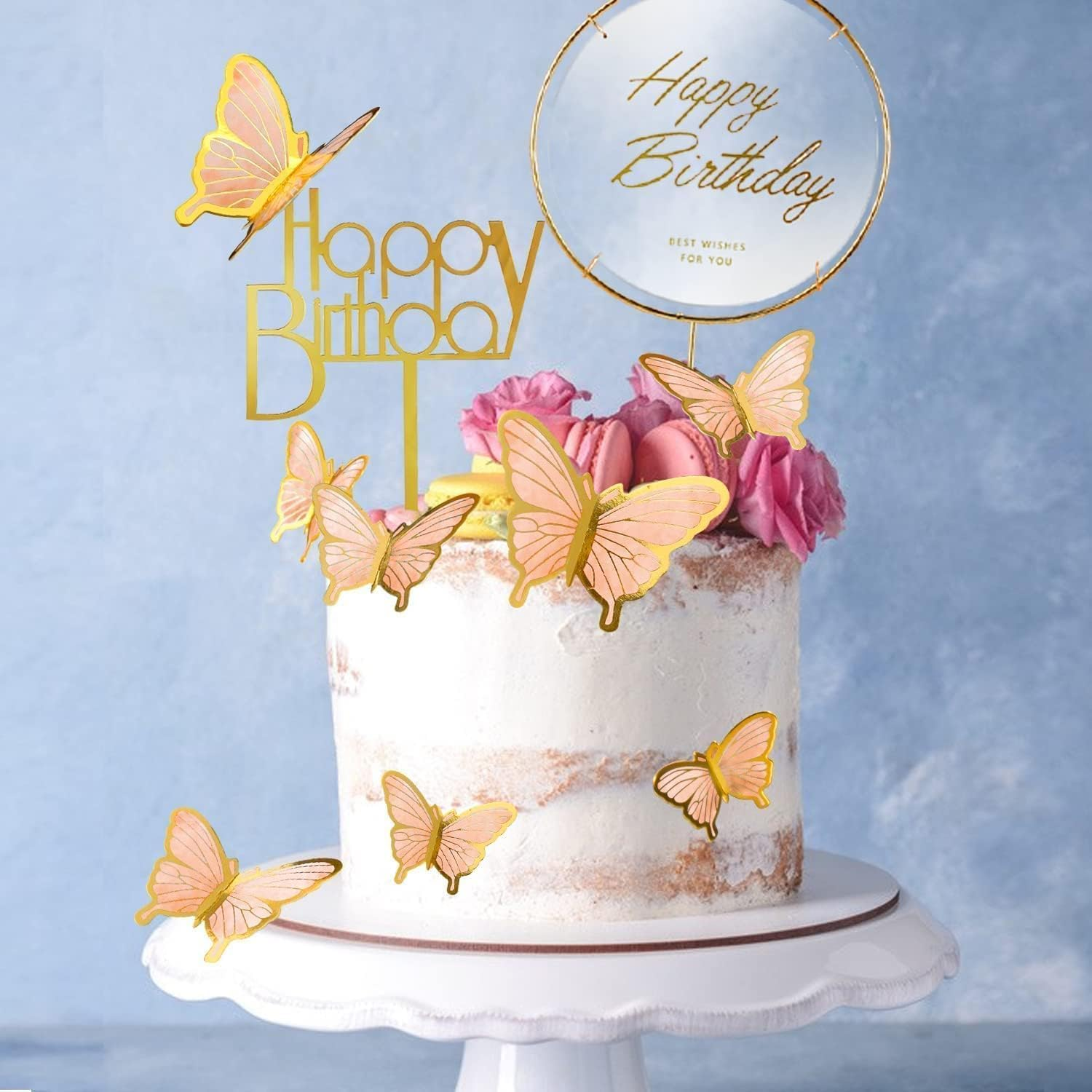 Butterfly Cake Topper 3D Purple Pink Butterfly Cupcake Topper Happy Birthday Decorations for Women Girls Birthday Cake Wedding Party Food Decor Supplies. image number 5