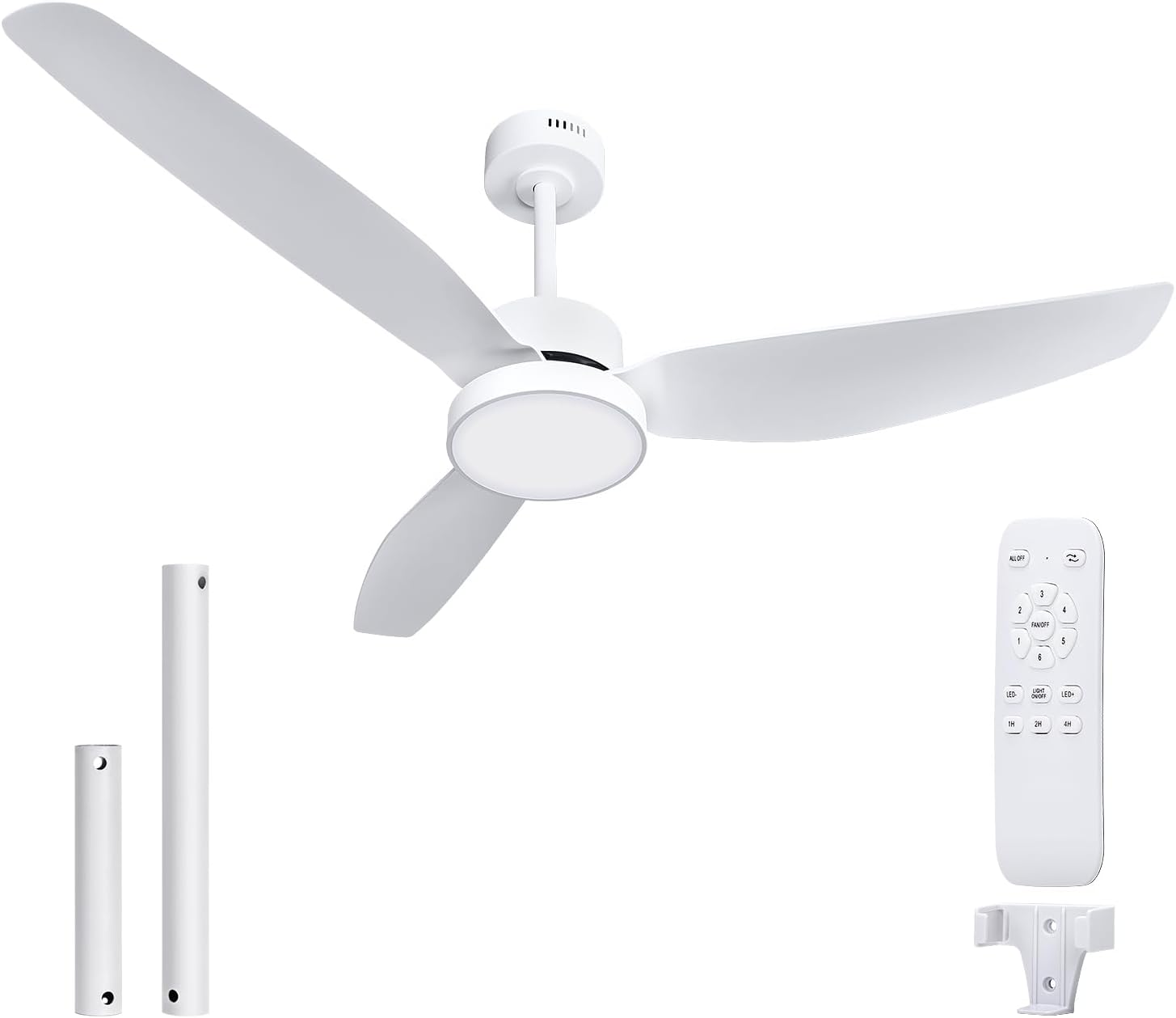 Soilsiu 52 Inch Ceiling Fan with Light and Remote, Flush Mount Quiet Ceiling Fan with Dc Motor, Reversible Blades 6 Speeds 3 Colors Dimmable LED Ceiling Fan Light for Living Room (220V-240V, 50Hz)