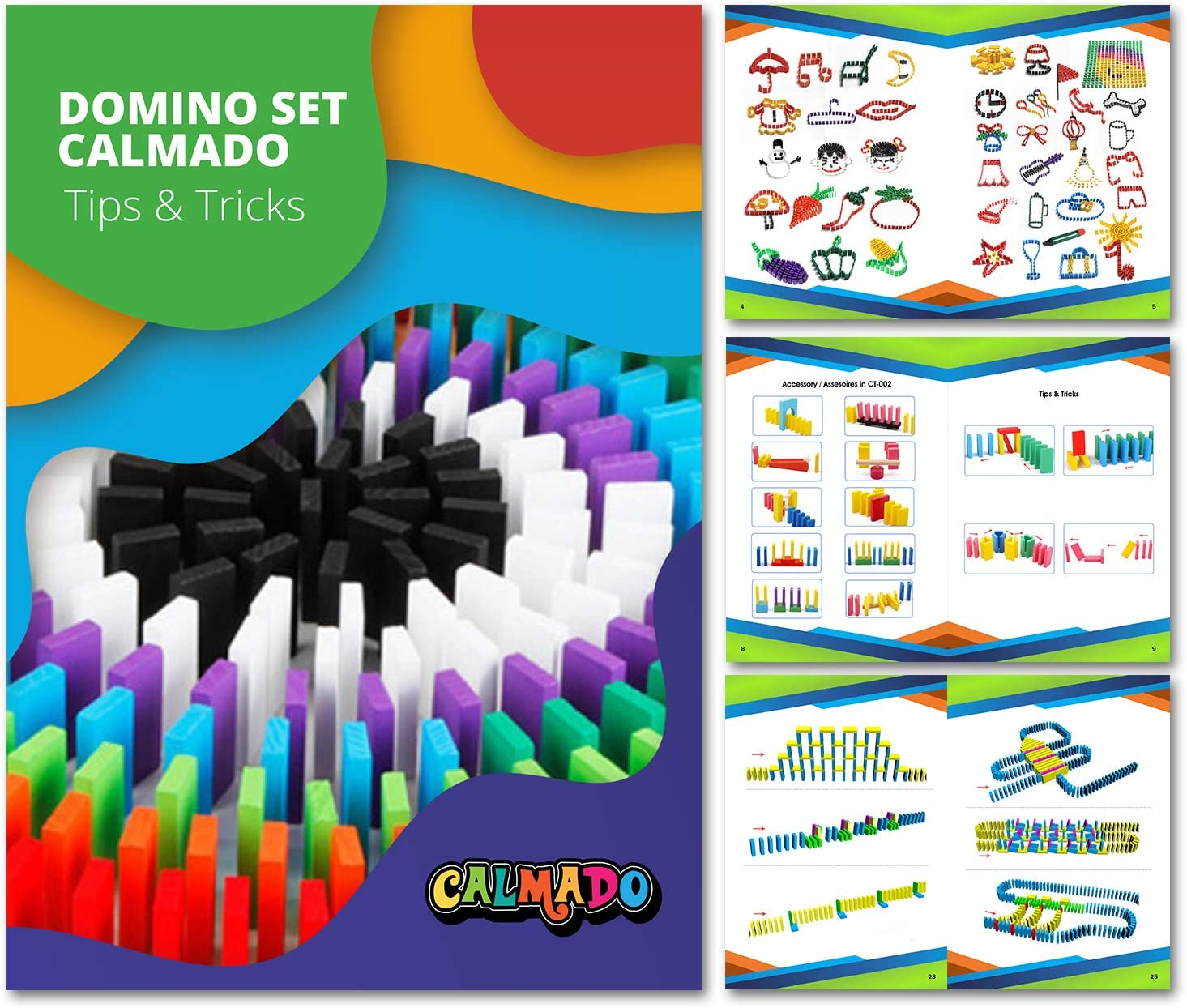 Calmado - Dominoes, 450 Pcs Dominoes Set, Games/Toy Made from Wood, Family Games Domino Grand Edition Set + Bag+ Instruction Manual + Accessories image number 6