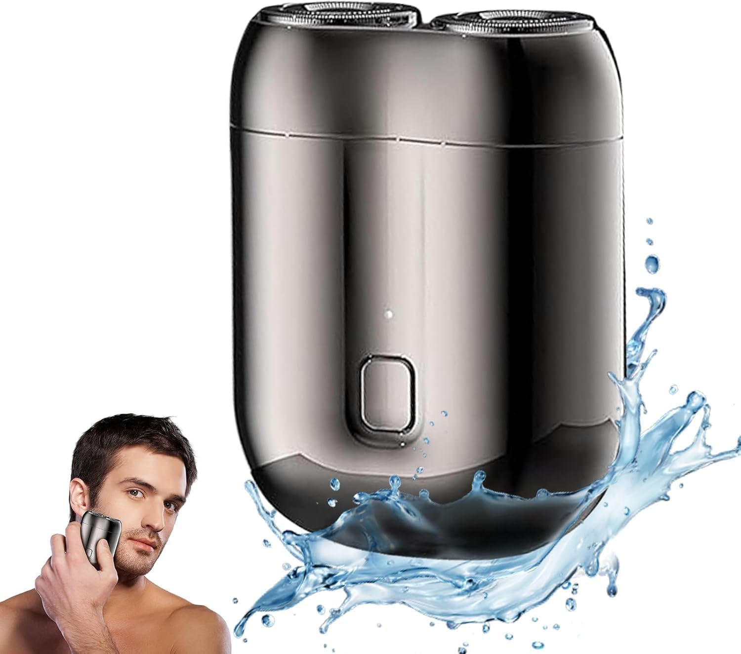 2025 Upgraded Waterproof Mini Electric Shaver for Men &ndash; Portable Cordless Travel Shaver with Deep Cleaning, Multi-Functional Trimmer & Gentle Grooming (Silver)