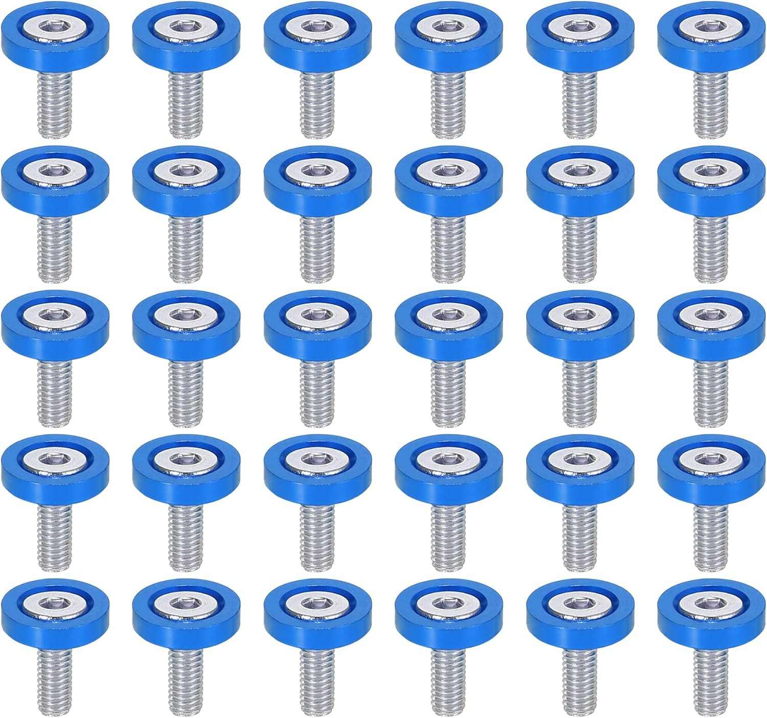 X AUTOHAUX 30Pcs Bumper Mudguard Washer Bolts M6X1.0 Aluminum Alloy Engine Bay Dress up Screw Black