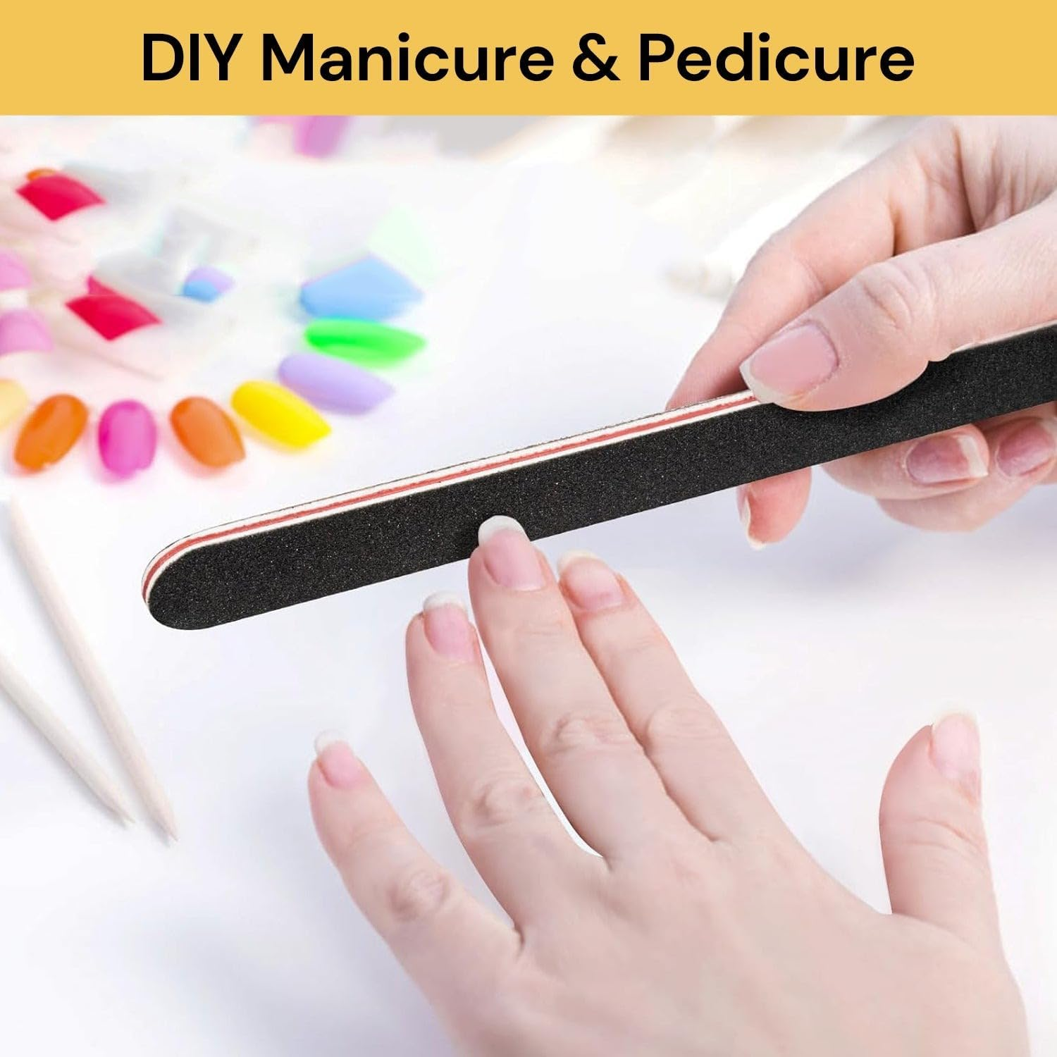 EZONEDEAL Professional Nail File, 100/180 Grit Emery Double-Sided Washable, Nail File Polishing Set, Nail Buffer File Polisher, Profesional Fingernail Filer Reusable Manicure (Black + Purple, 50, Count, 100/180 Grit) - 100, Grey + Purple image number 3