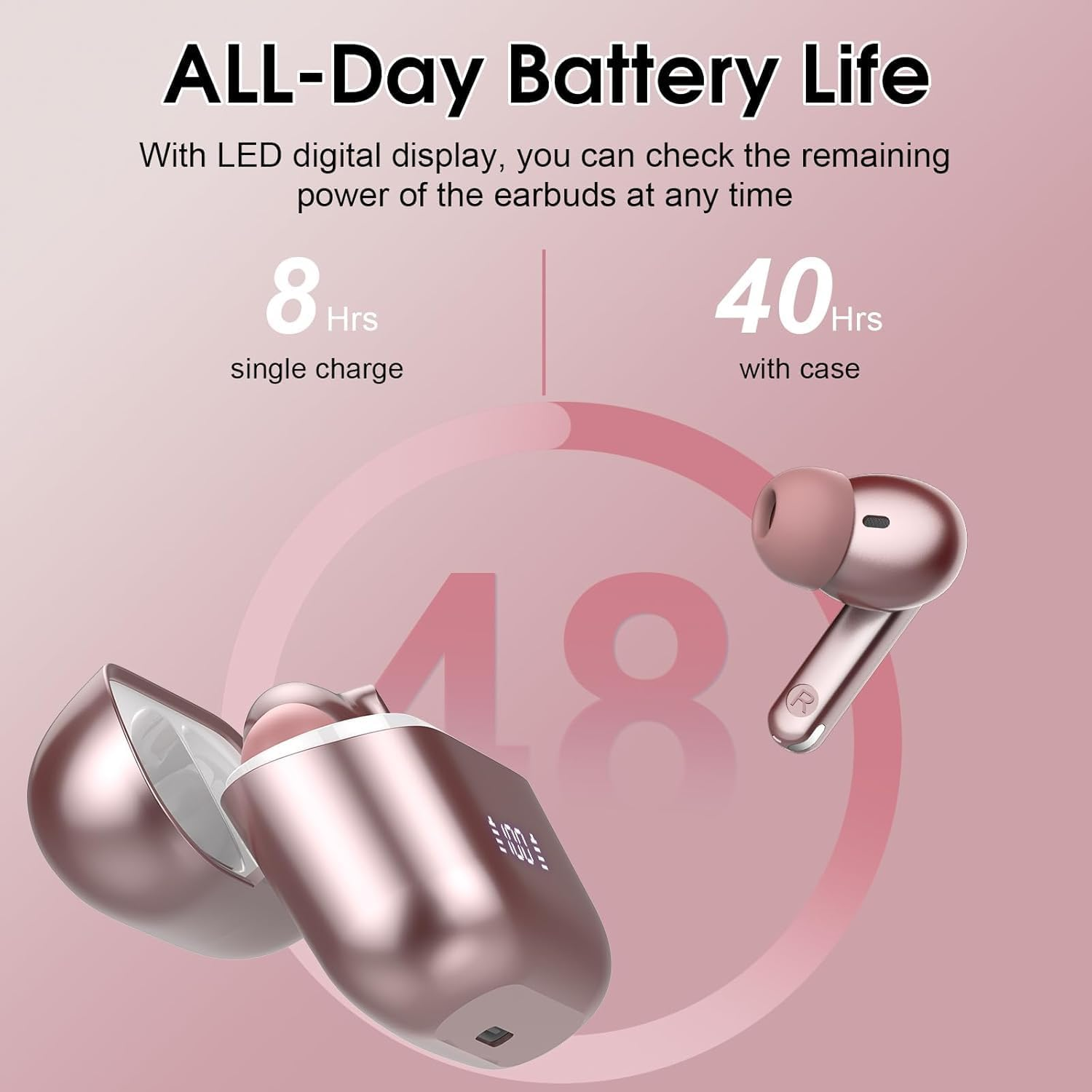 AI Language Translator Earbuds with Audio and Video Calls, 3-In-1 Bluetooth 5.3 Translation Earbuds with 164 Real Time Languages Pink image number 3