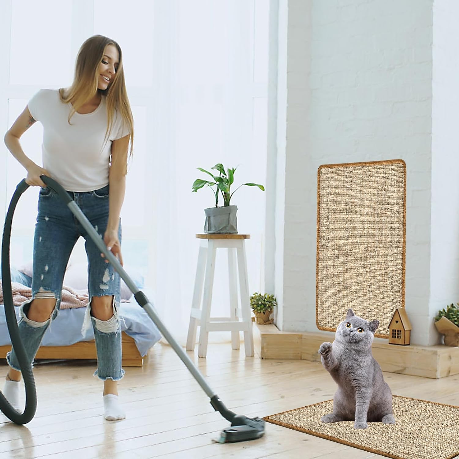 Cat Scratching Mat, Pack of 2 Scratching Boards Cat Wall 60 X 40 Cm, Cat Scratching Board, Cat Scratching Mat, Sisal Rug, Cat Scratching Mat, Sisal Mat, Scratch Protection for Couch image number 5