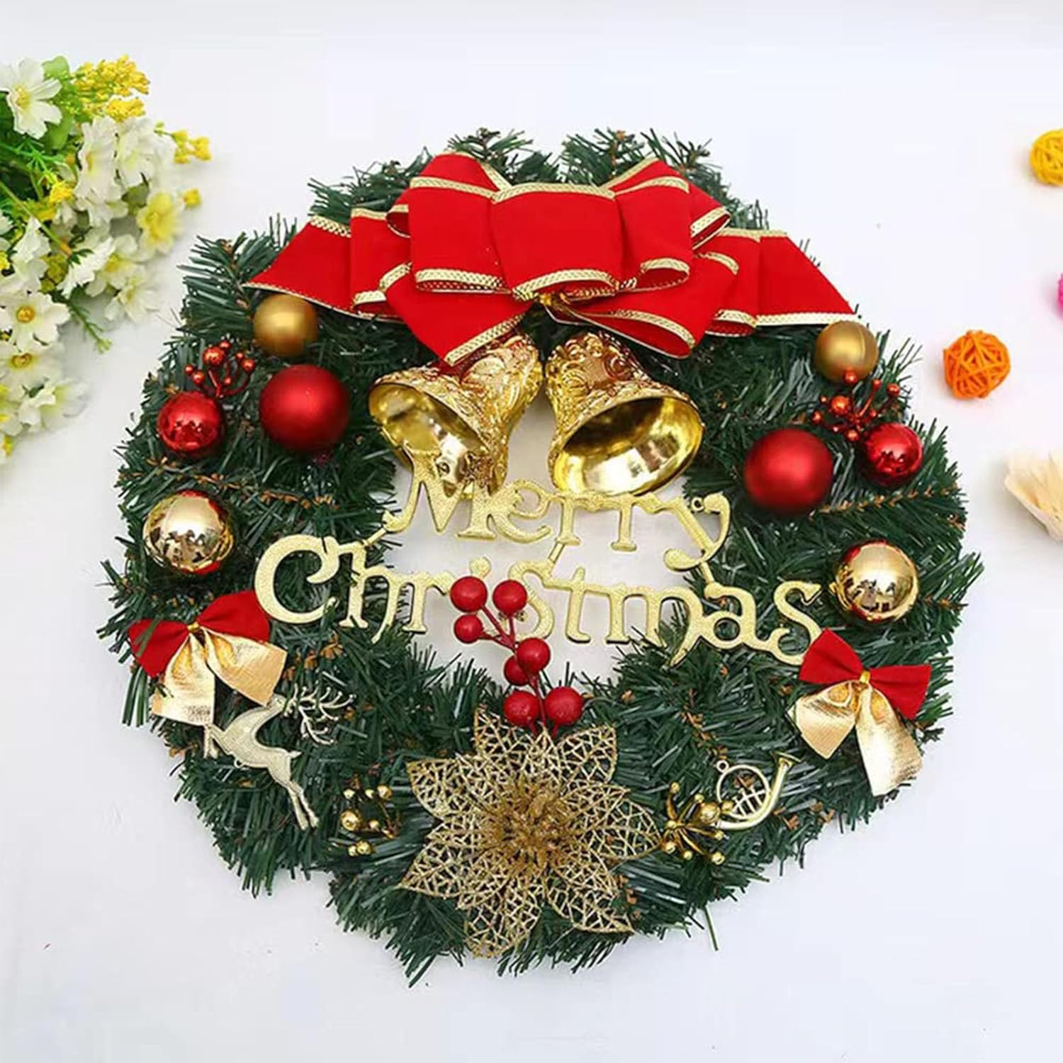 Agility Christmas Wreath for Front Door, Christmas Tree Decoration Gift Festival Gifts Are Suitable for Various Holiday Gatherings (30CM Bell Model) image number 4