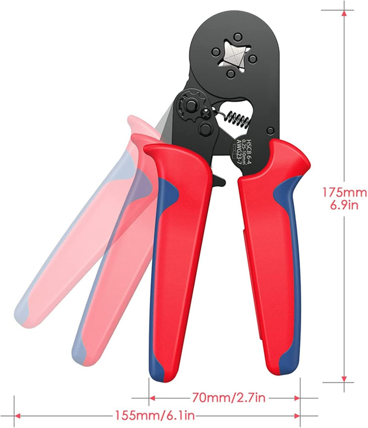1200 Pieces Insulated Wire Terminals Kit, AWG23-7 Self-Adjustable Ratchet Wire Crimping Tool Kit Crimper Plier Set image number 5