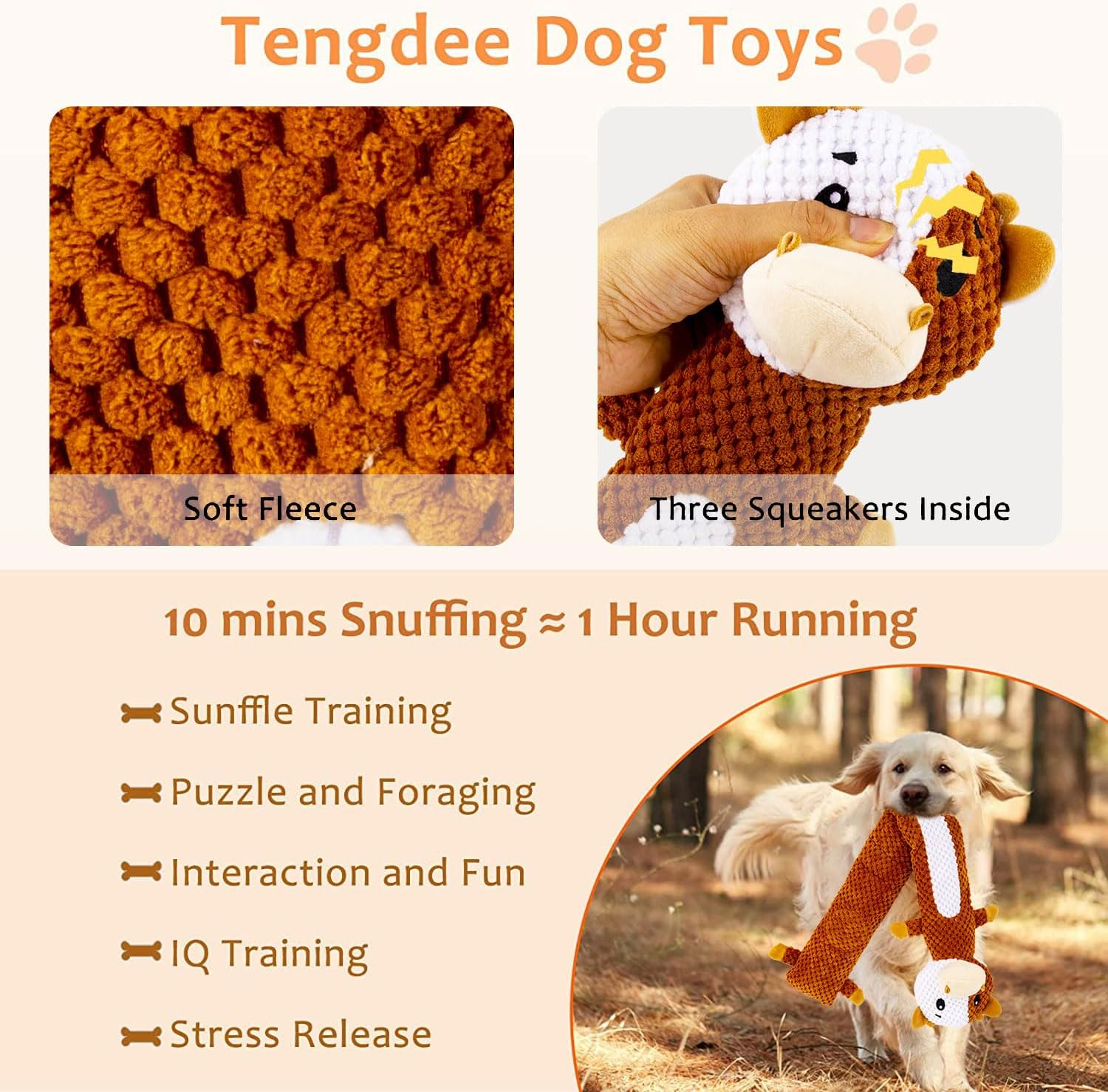 Intelligence Toy for Dogs - Sniffing Toy, Squeaky Puppy Toy, Interactive Dog Toy, Puzzle Toys for Dogs, Cattle Interactive Toy image number 3