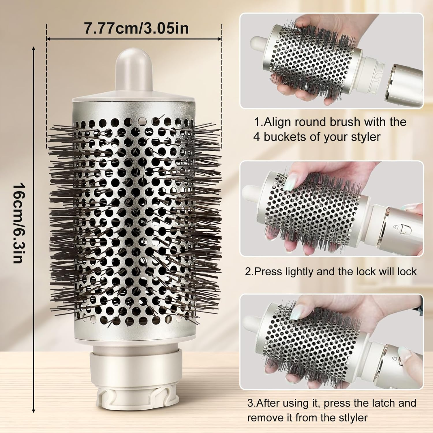 Large round Volume Brush for Shark Flexstyle Hair Dryer, Larger round Brush Attachment for Straight, Wavy, Curly and Curly Hair image number 1