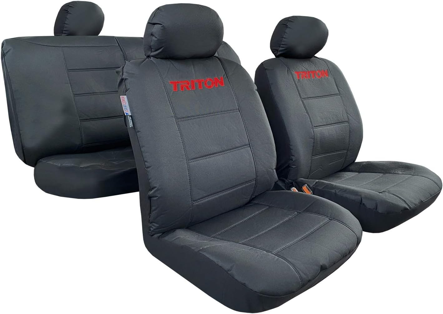 Heavy Duty Canvas Seat Covers for Mitsubishi Triton Dual Cab 2006-2022, Black Waterproof Auto Car Protectors Universal Fit Airbag Compatible