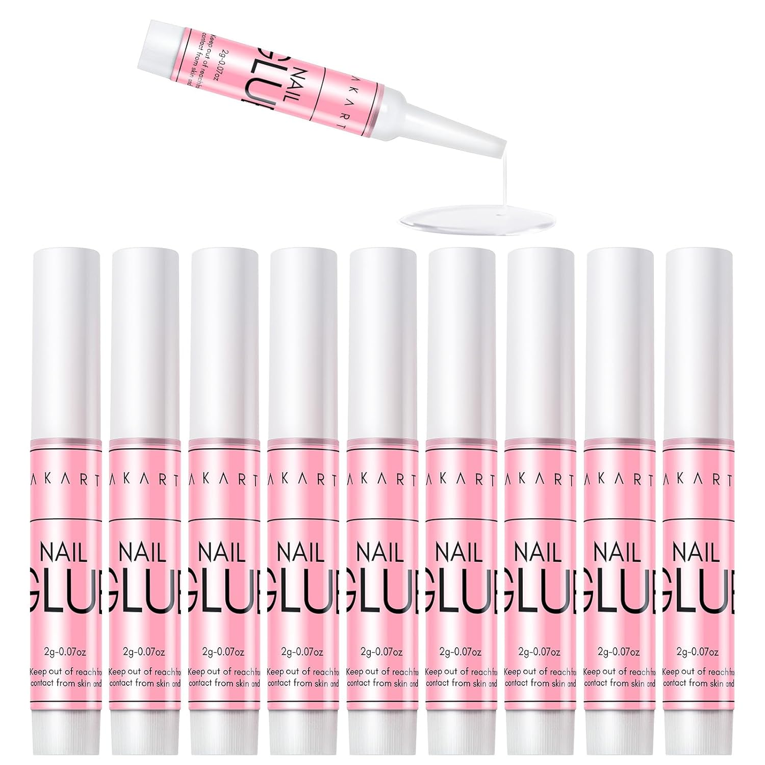 False Nail Glue Extra Strong Nail Glue, Quick Drying in 5 Seconds, No UV Lamp Required, 10 Pcs Professional Bond Nail Tips Glue for Paste on Nails Adhesive Glue Long Lasting 0.07Oz image number 1