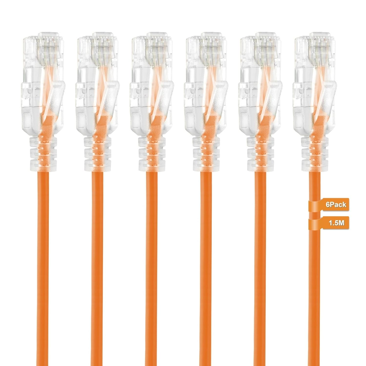Tecmojo Cat 6A Ethernet Cable, 1M Patch Cable 6 Pack 28AWG Ultra Thin 10 Gbps RJ45 Pure Copper Core LSZH Network Patch Cord for Router Modem Patch Panel Faster than Cat6 Cat 5E and Cat 5, Orange image number 4