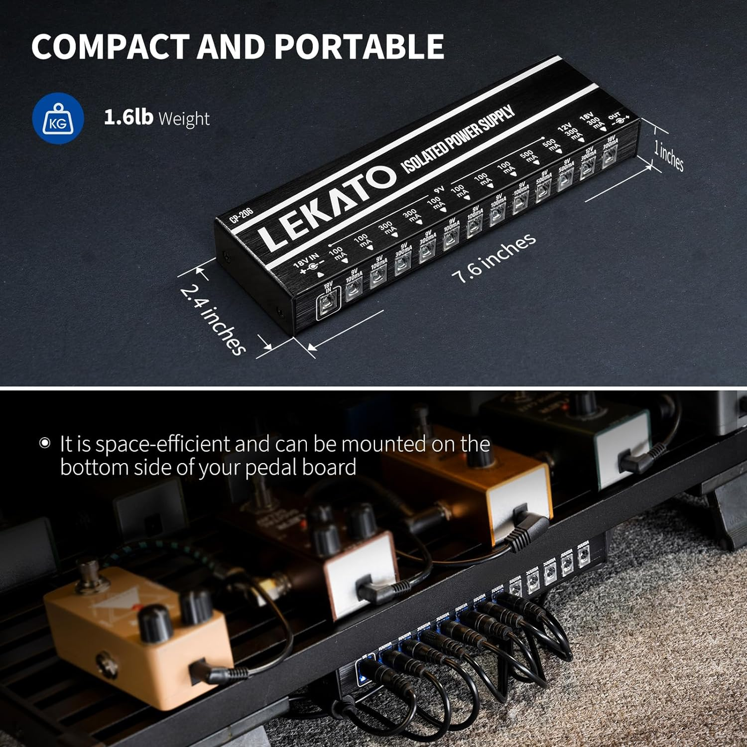 LEKATO Guitar Pedal Power Supply, 12 Insulated Output for 9V/12V/18V, Effect Pedal Power Supply with Short Circuit Protection for Electric Guitar Bass Effect Keyboards Charging