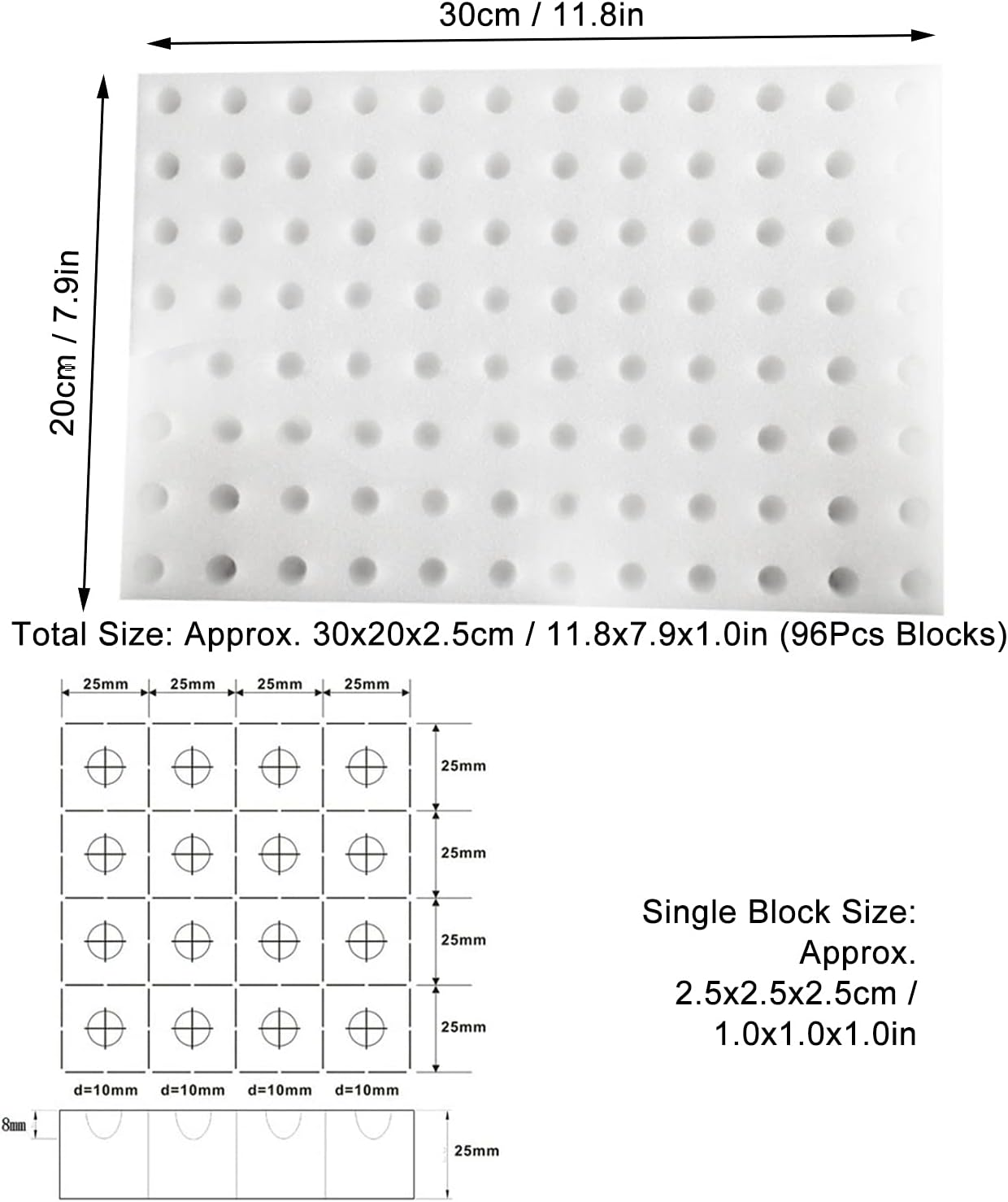 LJCM Hydroponic Sponge, Soilless Cultivation Seedling Sponges, White, 30X20X2.5Cm, 96Pcs Blocks