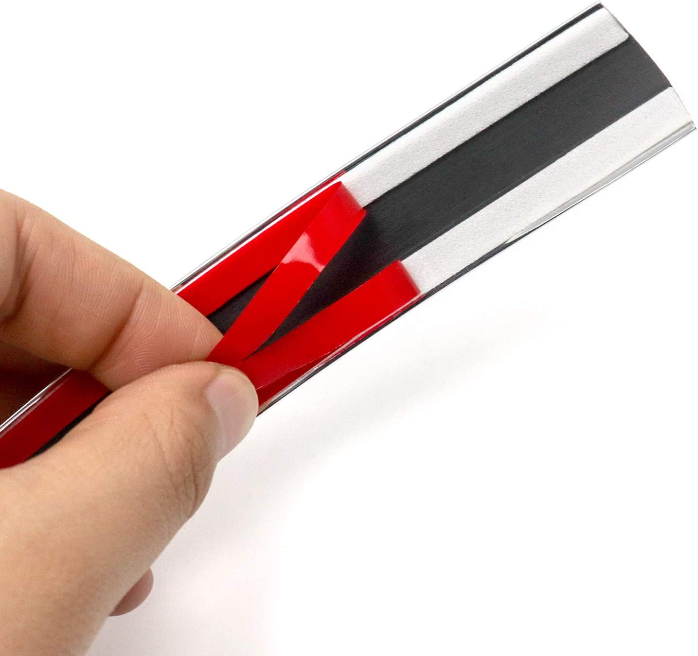 QWORK 1" Wide 40 Feet Chrome Molding Trim, Car Auto Truck Side Exterior Edge Lip Protect Sticker DIY Exterior Decoration for Bumper Door Guard Protection, Car Scratchproof image number 1