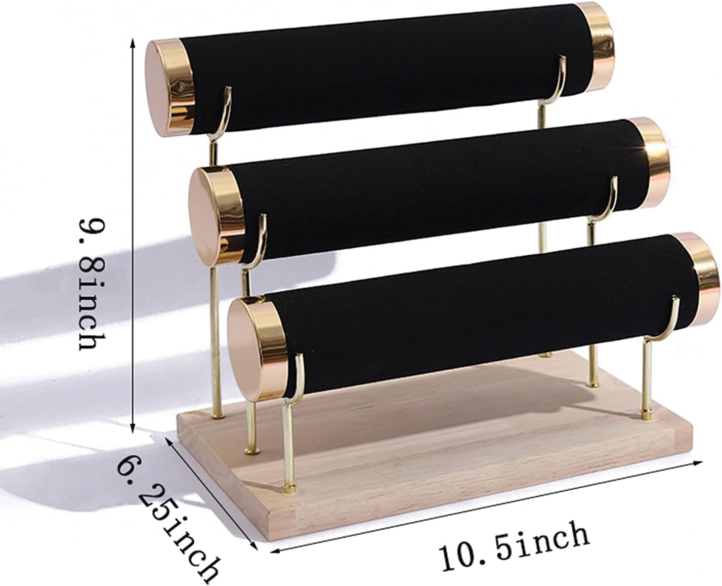 Jewelry Towers with Three Tier Racks, Detachable Black Velvet Gilt-Edging Bracelet Display Stand - Green image number 7
