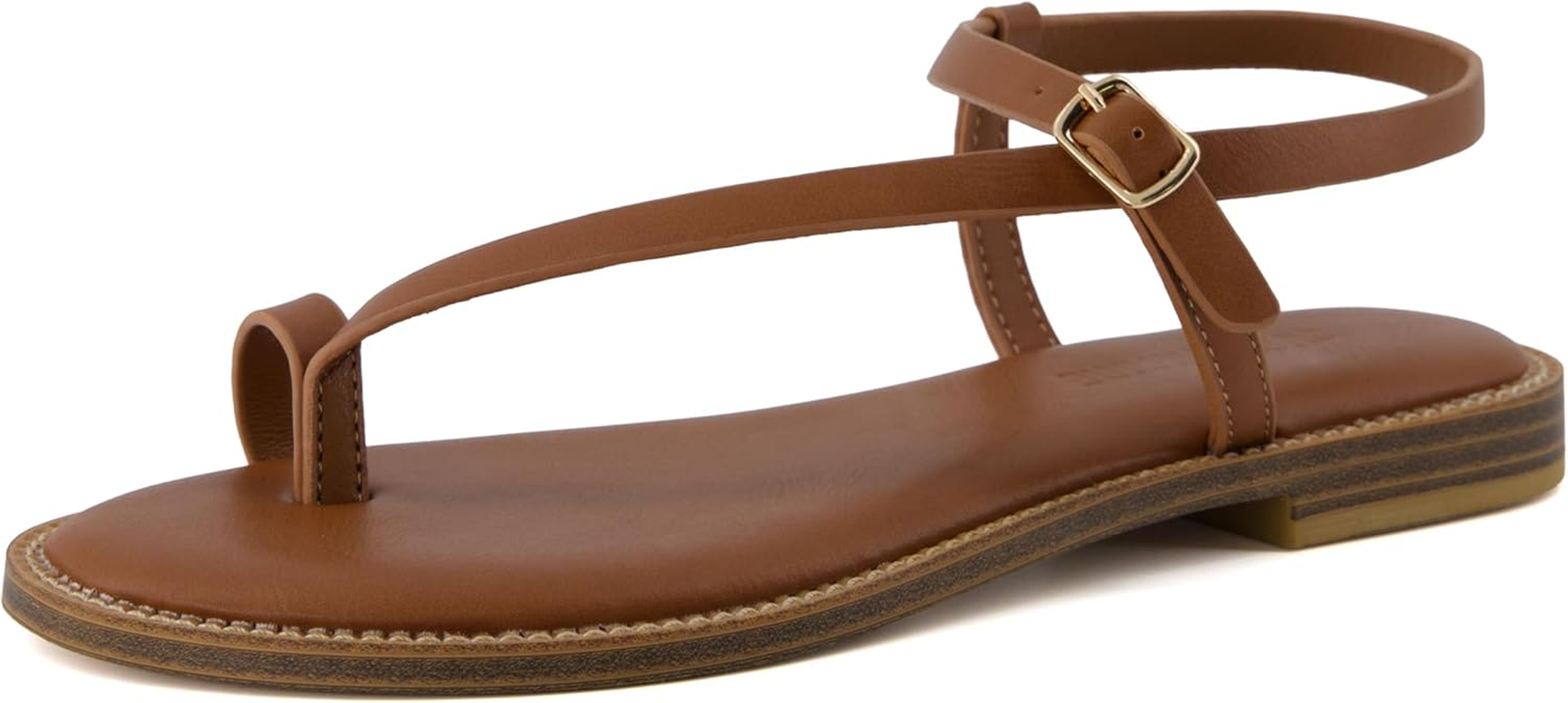 CUSHIONAIRE Life Strappy Flat Thong Sandals for Women with Toe Loop, Memory Foam, and Adjustable Ankle Strap Womens Sandals