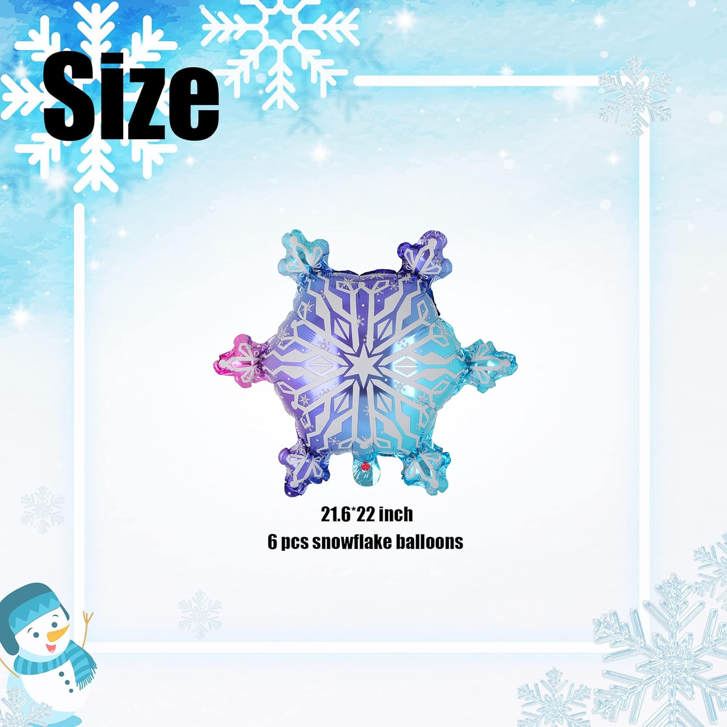 Aluminum Foil Balloons for Wedding Celebration Anniversary Decorations (Blue Assorted Snowflakes) image number 2