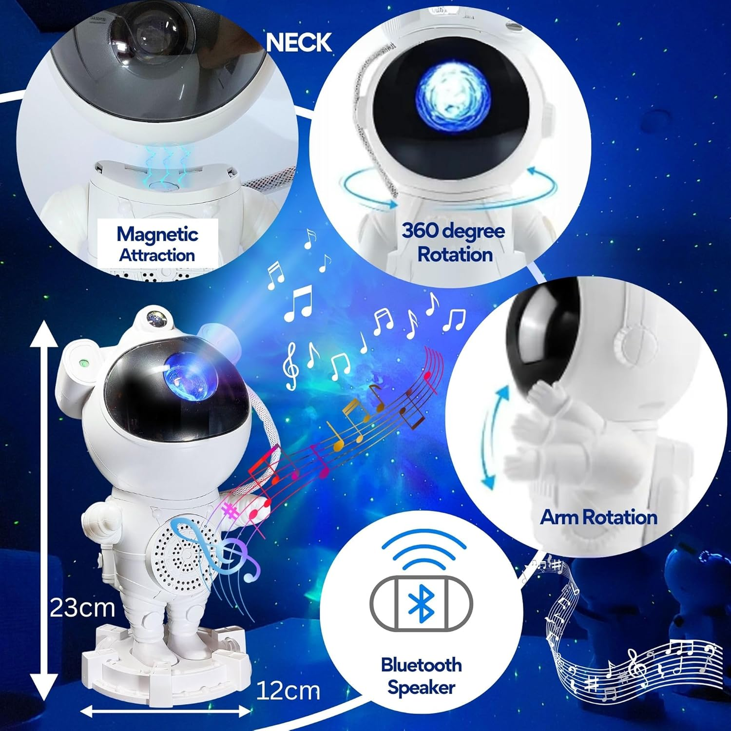 KOSU Astronaut Projector, Star Galaxy Light for Kids' Bedroom, Nebula Lamp with Remote - Music Speaker, Timer, 360&deg; Adjustable Spaceman Galaxy Projector, Night Light, Room Decor, Party Gift image number 3