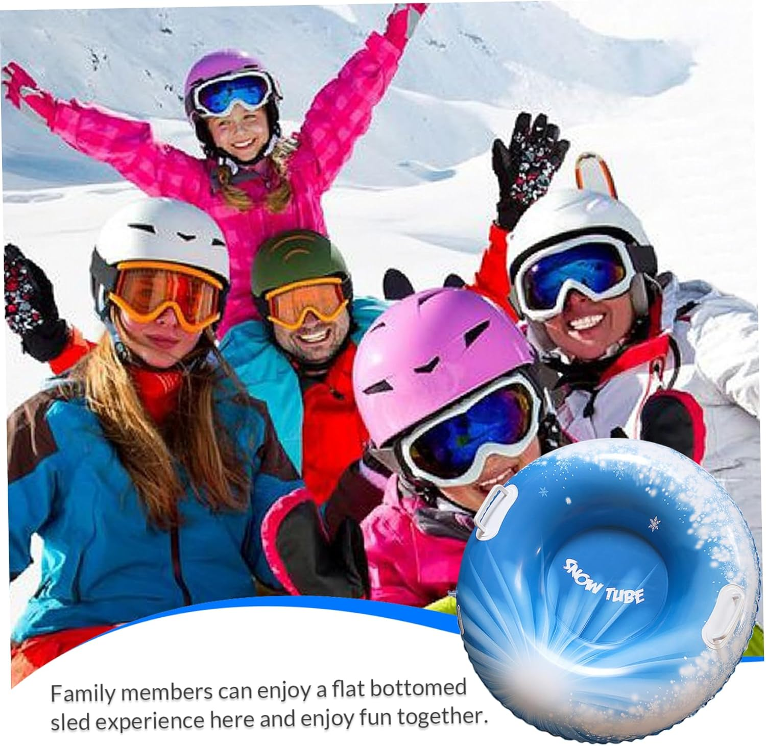 Snow Tube 33.5 Inch Sleds for Adults, Inflatable Snow Sled with Handles Heavy Duty Adult Sledge Thicken Snow Toys Inflatable Ski Ring Inflatable Snow Tubes Inflatable Sled for Winter