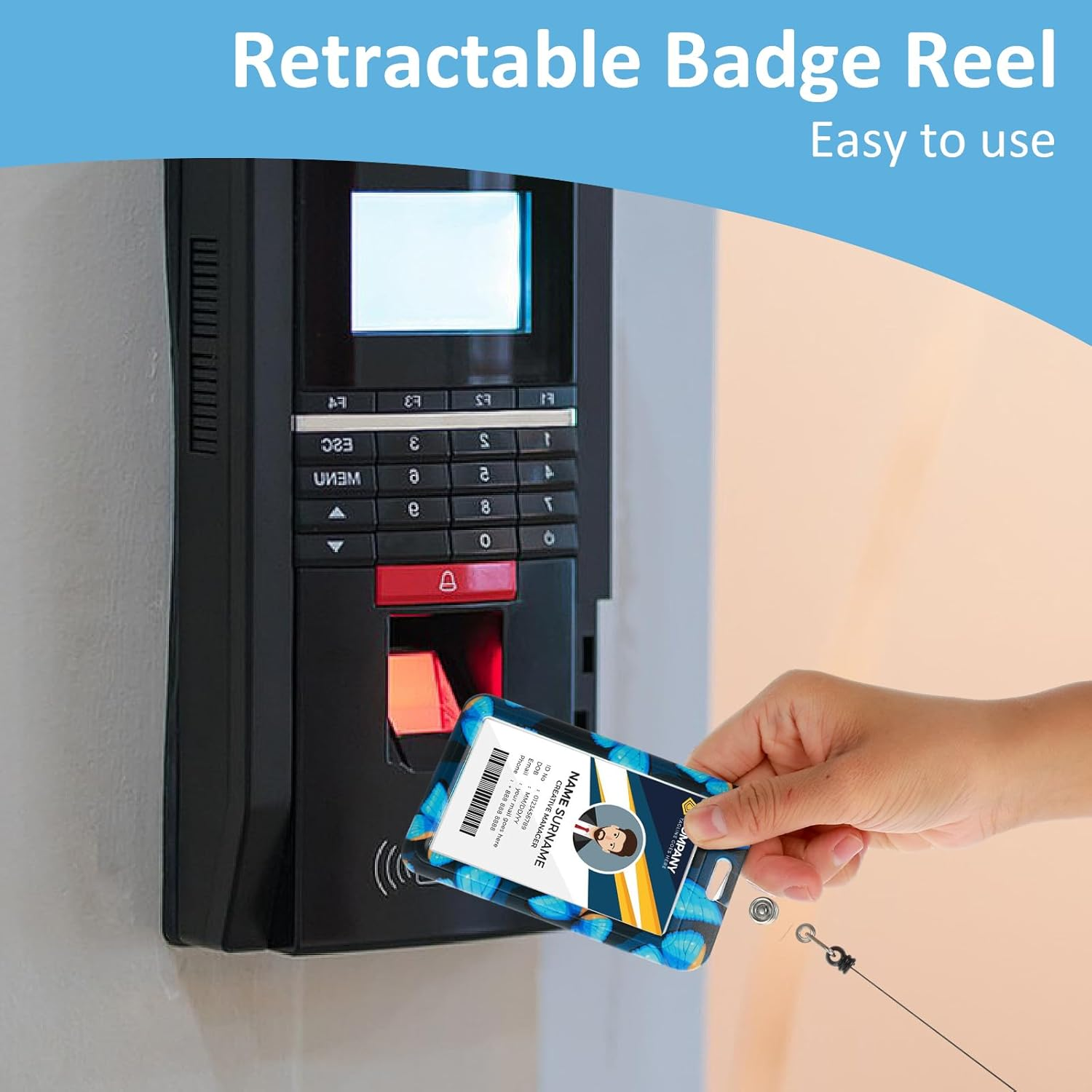 Amabro Butterfly Badge Holder with Lanyard, Retractable Badge Reel Clip Key Lanyard Cute ID Card Holder with Breakaway Lanyard Vertical ID Badge Holder Keychain for Women(Blue) image number 5