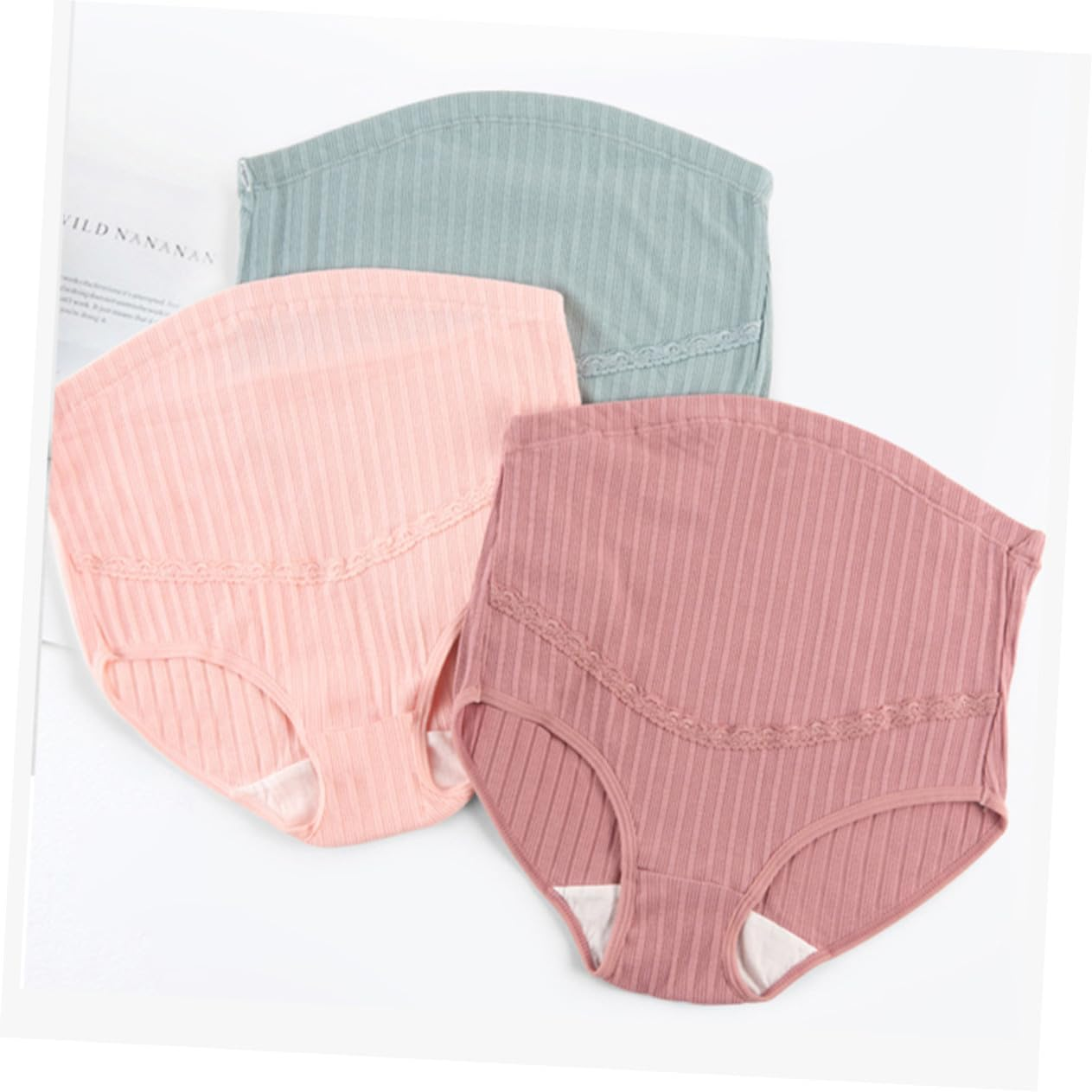 3Pcs High Waist Cotton Maternity Panties Stretchy Breathable Underwear with Stomach Support for Pregnant Women Comfortable Pregnancy image number 4
