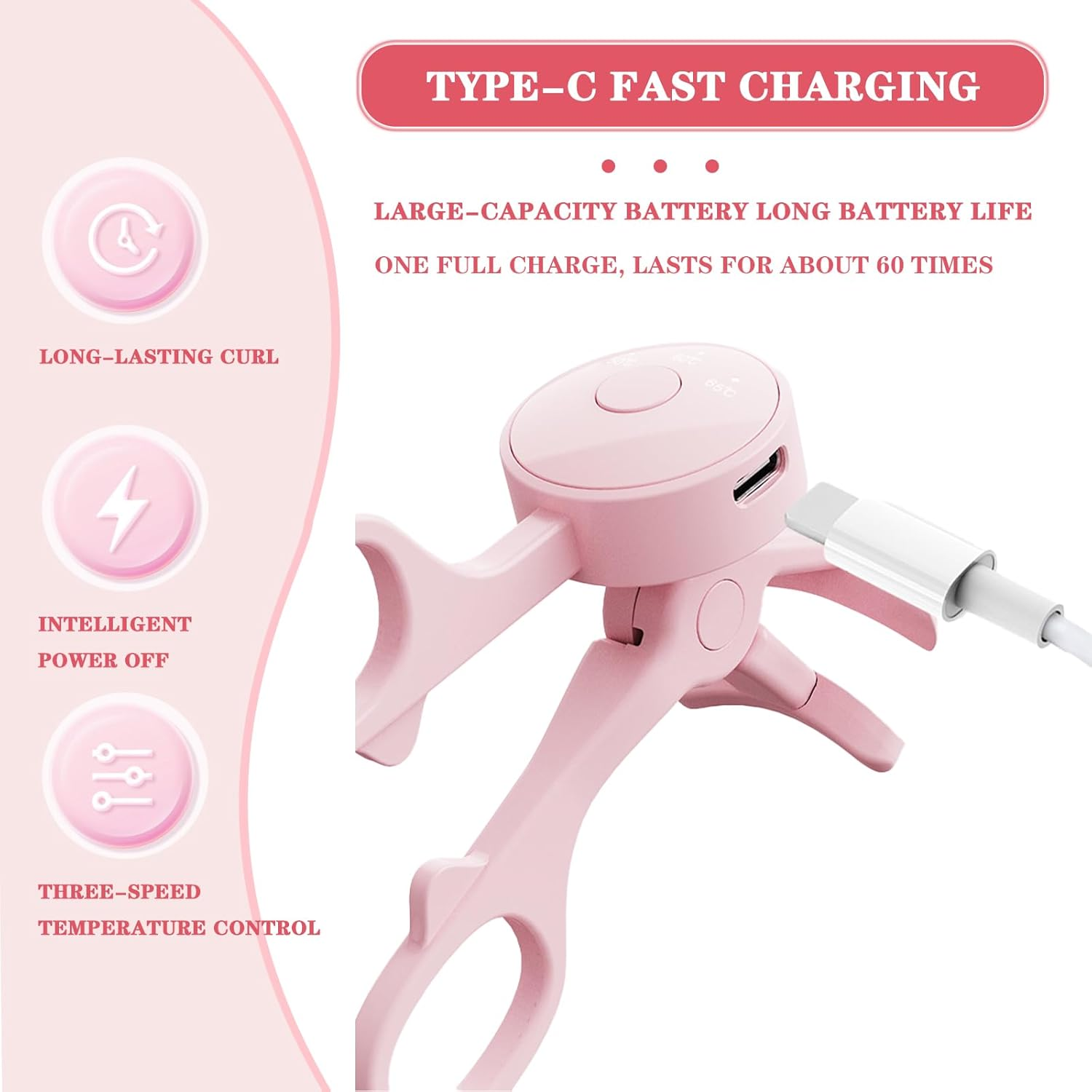 Migazelle Electric Heated Eyelash Curler, Rechargeable Automatic Lash Curler, 50&deg;C/60&deg;C /65&deg;C Temperature for Natural, Long Lifting - Portable & Safe for Sensitive Eyes, Perfect Travel Makeup Tool for Women image number 3