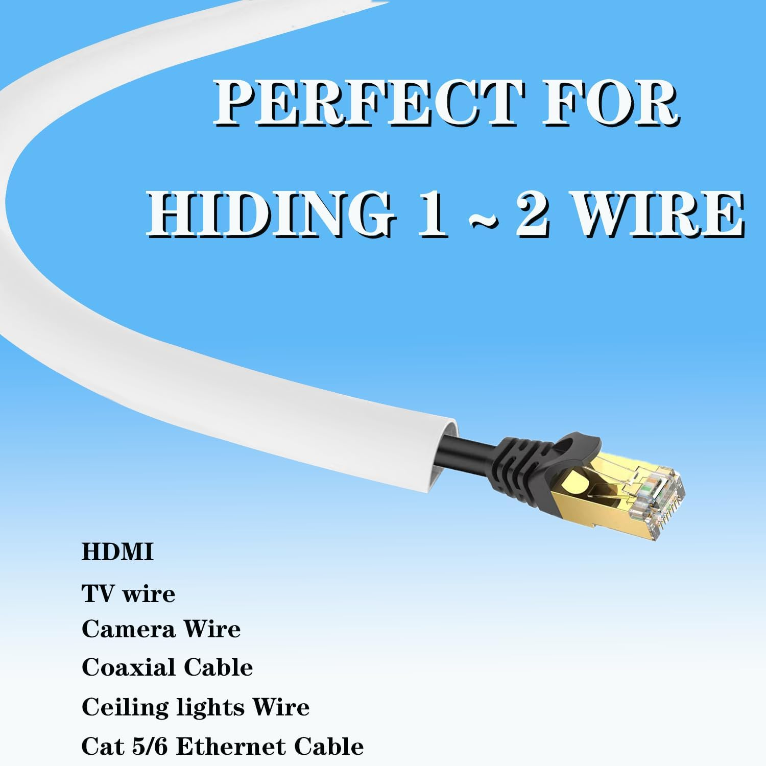 ADYAWEN 78 Inch Wall Cord Hider,Self-Adhesive Wire Cover Raceway for Walls, Flexible PVC Cable Concealer for Home and Office, Cord Protector W0.59 H0.39In - White image number 6