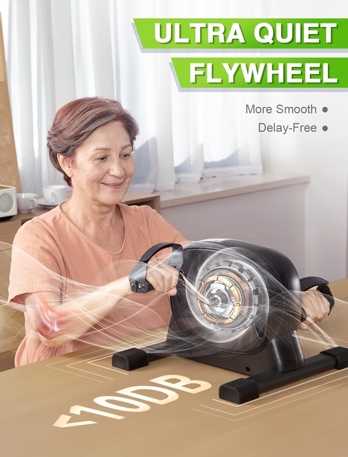 MINYII under Desk Bike Pedal Exerciser for Arm/Leg Exercise - Portable Mini Exercise Bike Desk Cycle,Leg Exerciser for Home/Office Workout image number 1