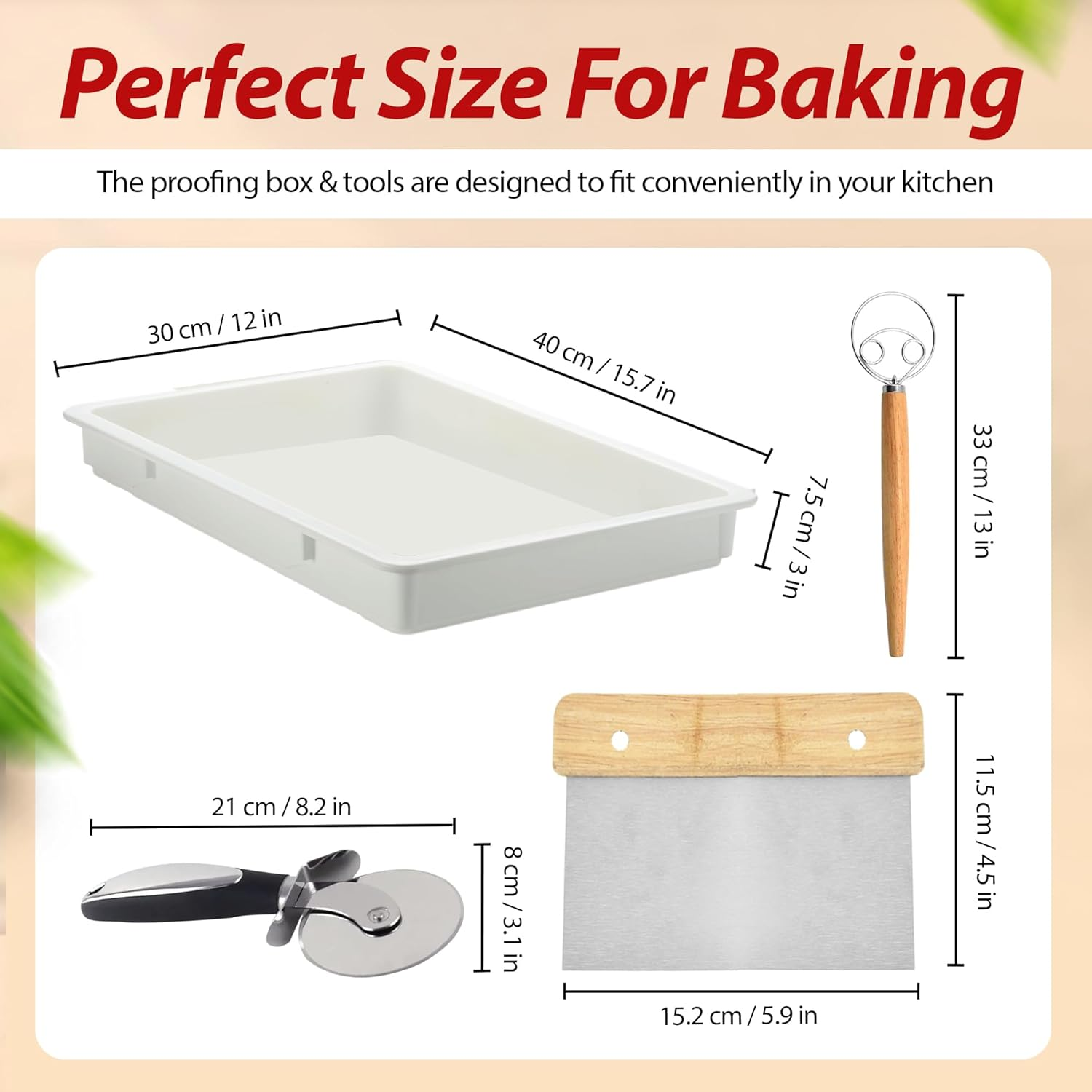 YAANI Pizza Proofing Box Set, Pack of 2 Stackable Bread Proofing Boxes with Lids, Pizza Wheel, Dough Whisk, Dough Scraper, Perfect for Sourdough, Food Storage Containers