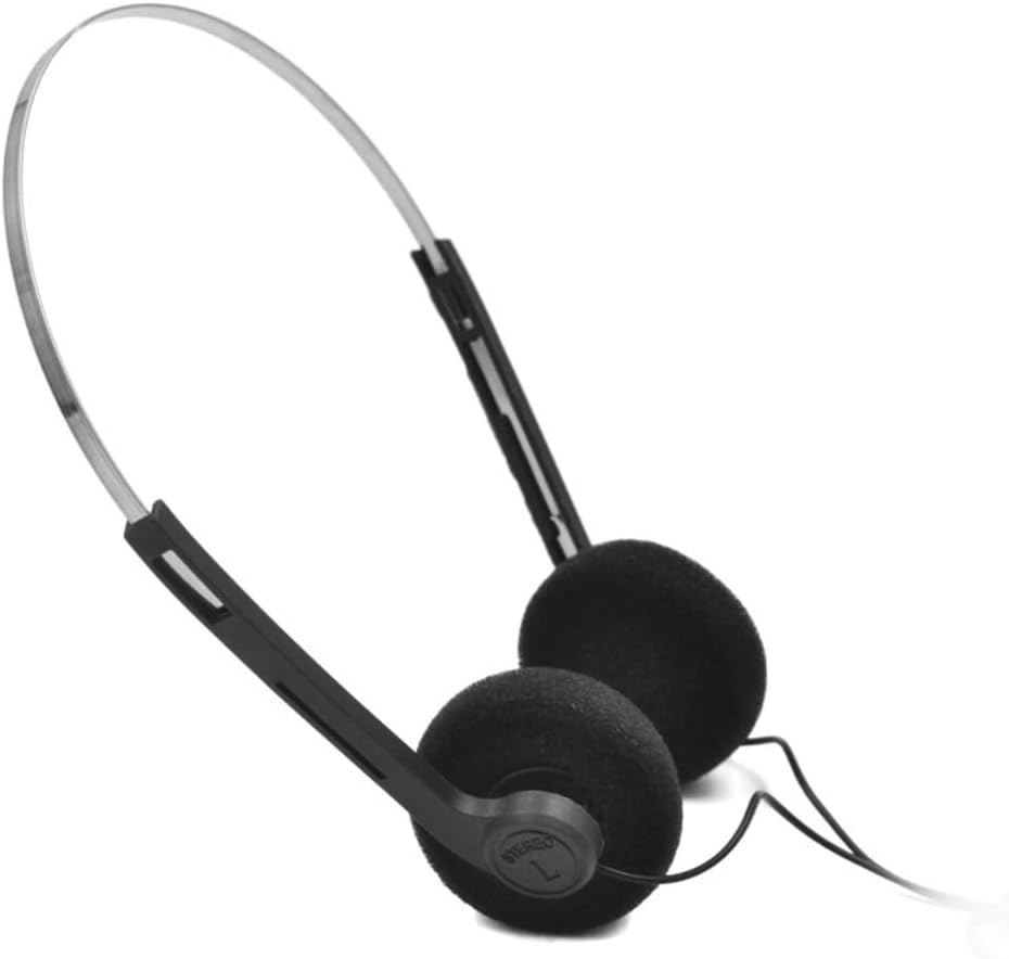 Poemtian Mini Stereo Lightweight Headphones,Wired Retro Headphones for Phone Tablet,Retro Headphones (Black)